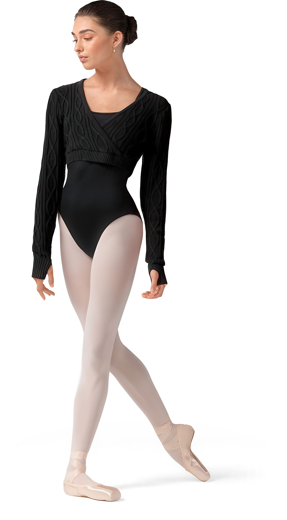Bloch Atiyah Wrap Knit Top Z30012 Black Gestricktes Crop Tanztop In Wickeloptik Schwarz 111899 02