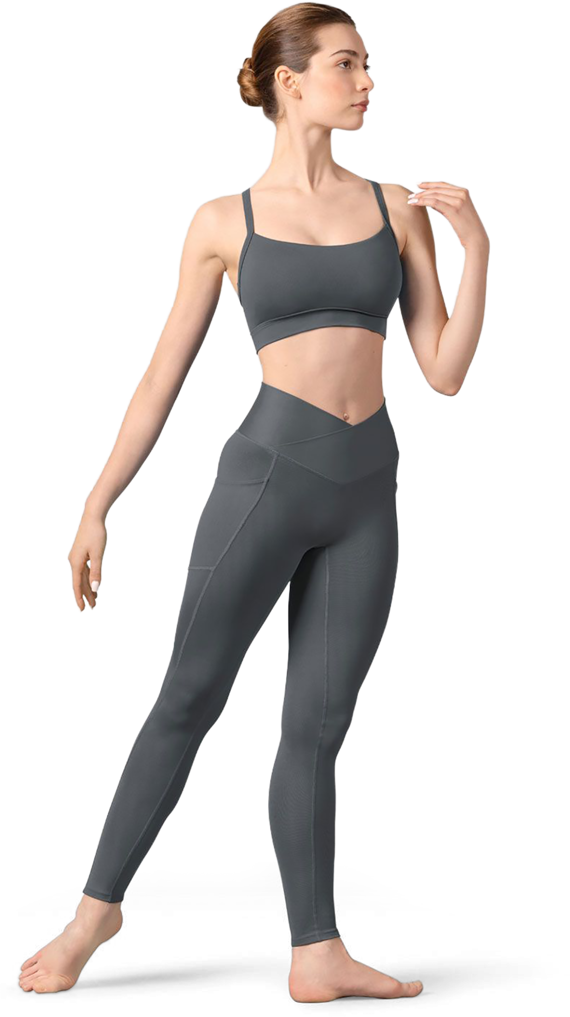 Bloch Beau Ladies Legging P8458 Graphite Damen Tanzleggings Mit V Bund Grau 01