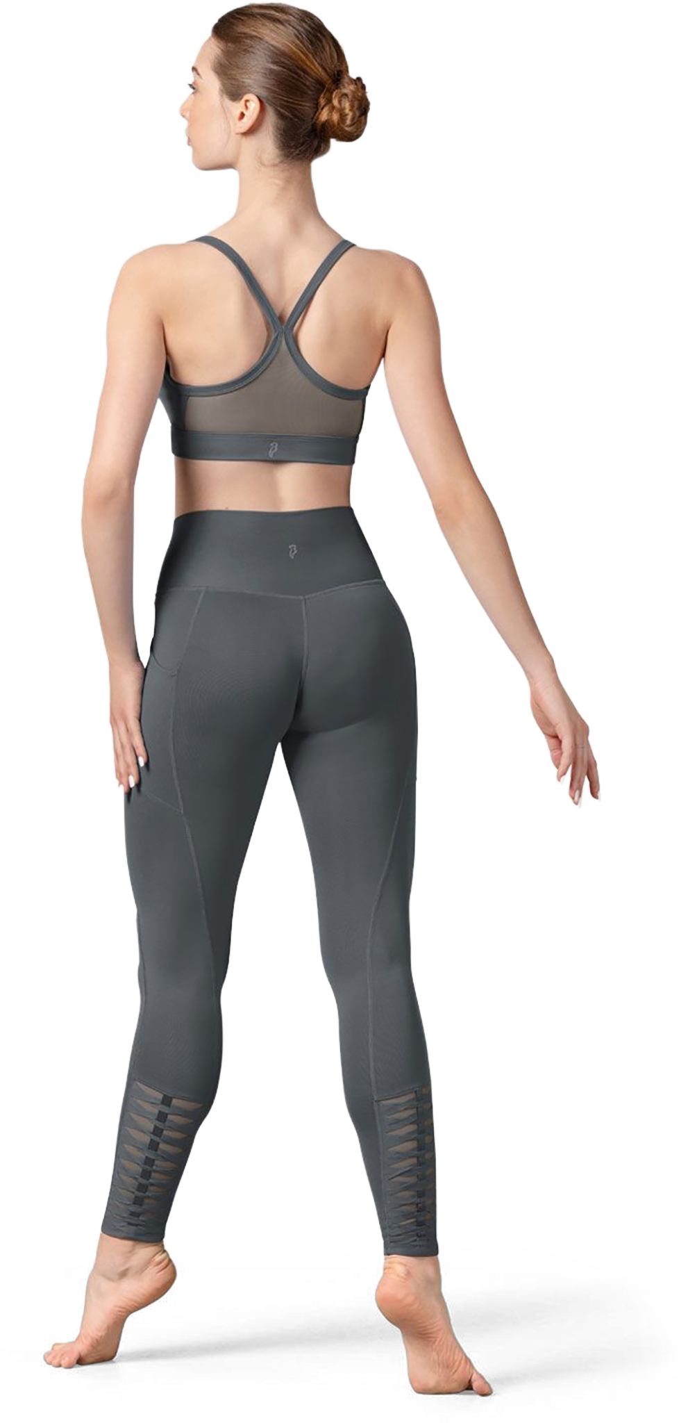 Bloch Beau Ladies Legging P8458 Graphite Damen Tanzleggings Mit V Bund Grau 02
