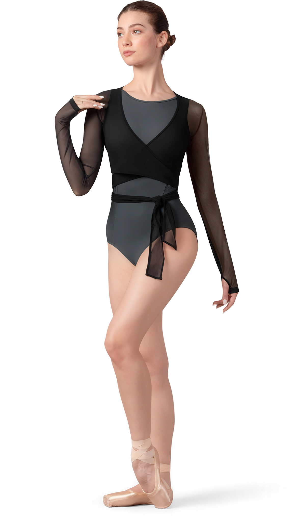 Bloch Bethan Mesh Wrap Top Z8459 Black Schwarze Ballett Wickeljacke Aus Mesh 02