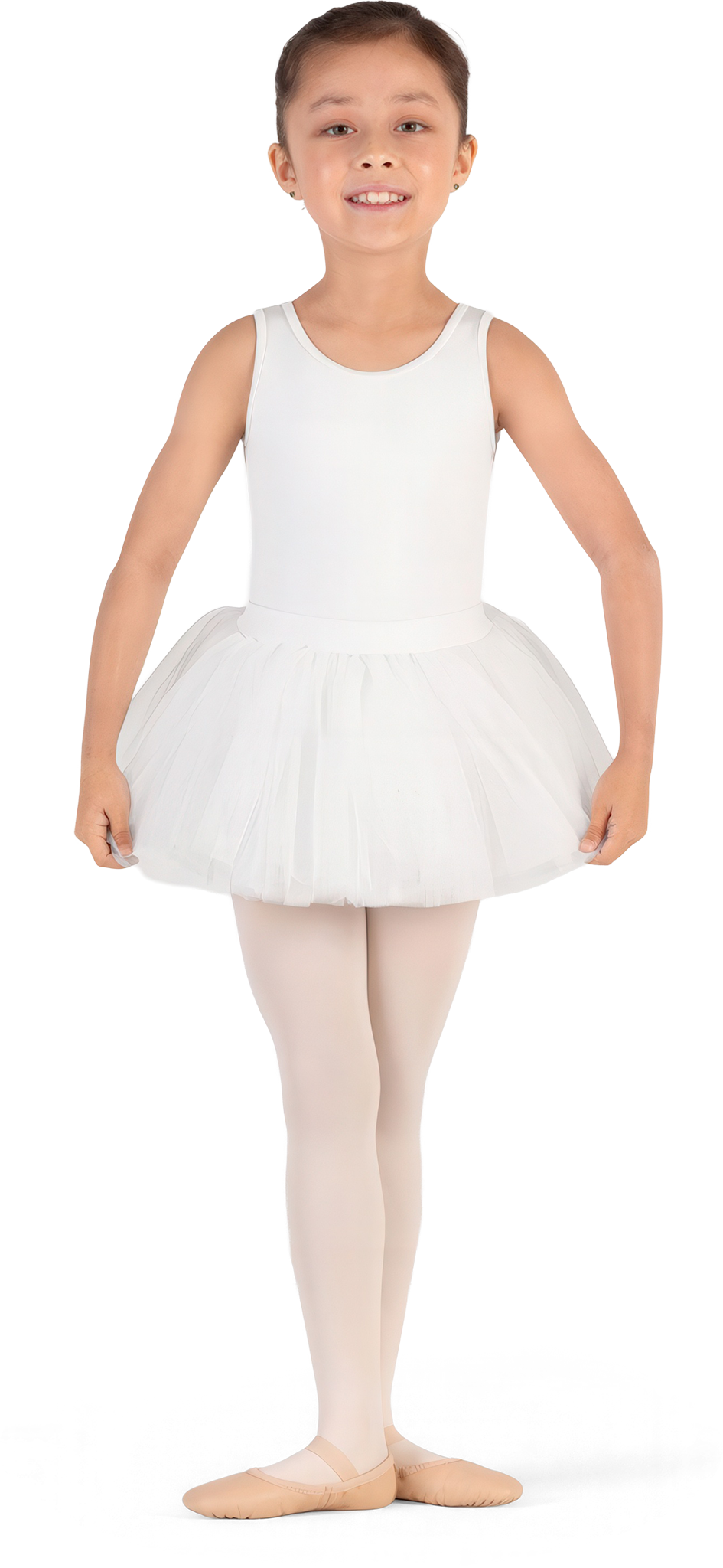Bloch Cathie Girls Tank Tutu Dress Cl9235 White Weisses Ballett Tutu Fuer Maedchen Mesh Ruecken 01