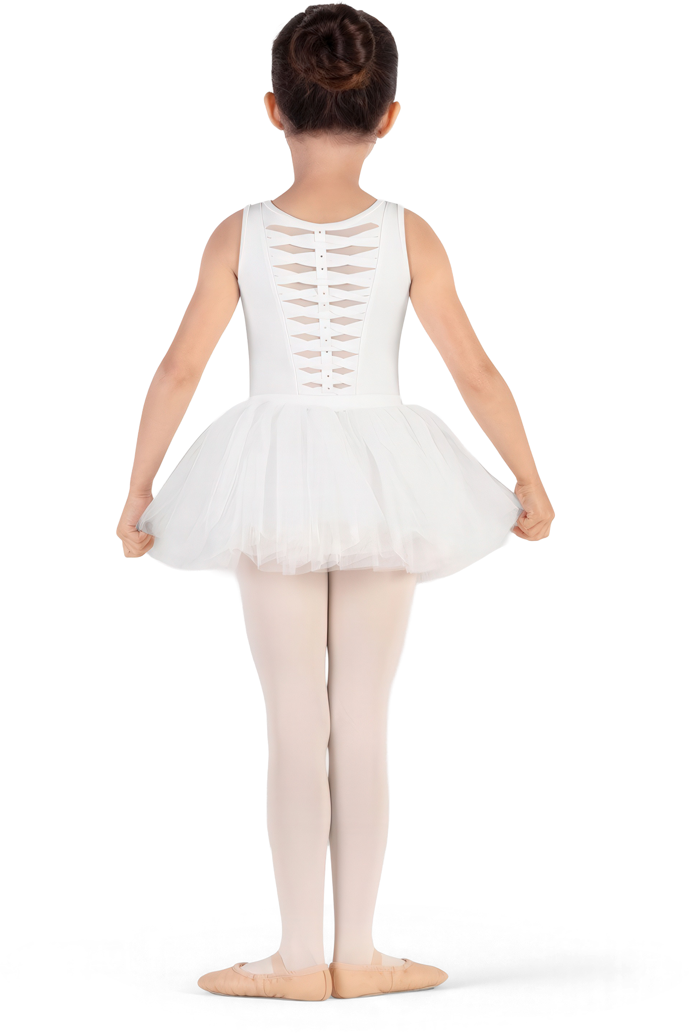 Bloch Cathie Girls Tank Tutu Dress Cl9235 White Weisses Ballett Tutu Fuer Maedchen Mesh Ruecken 02