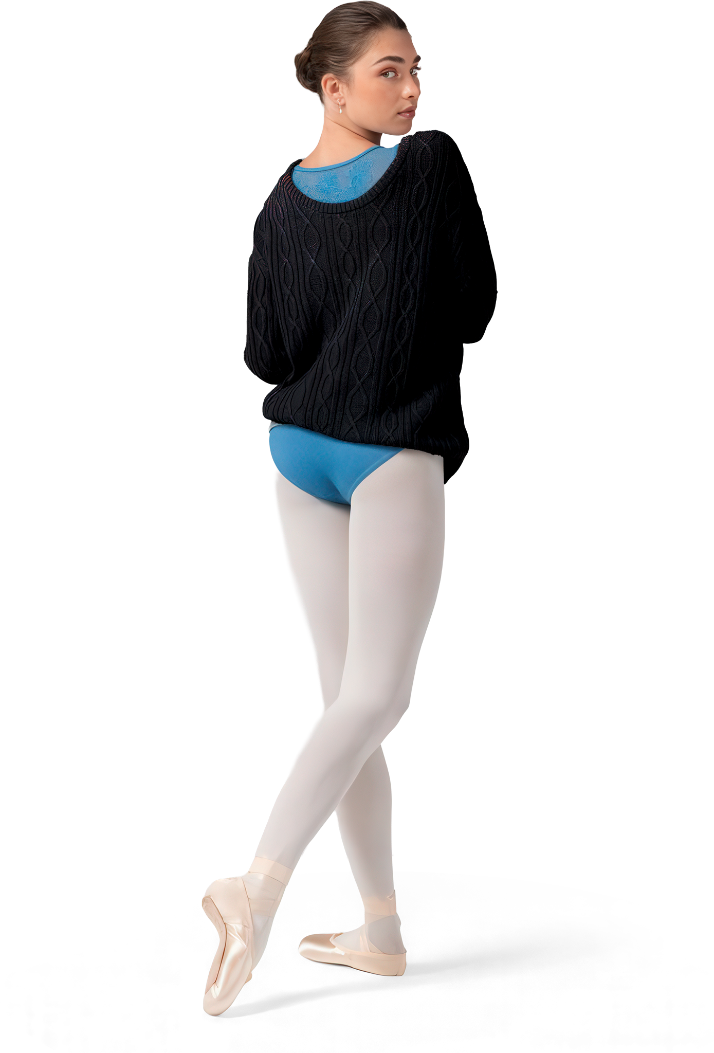 Bloch Granada Knit Pullover Z30014 Black Schwarzer Ballett Pulli Mit Zopfmuster 111907 03