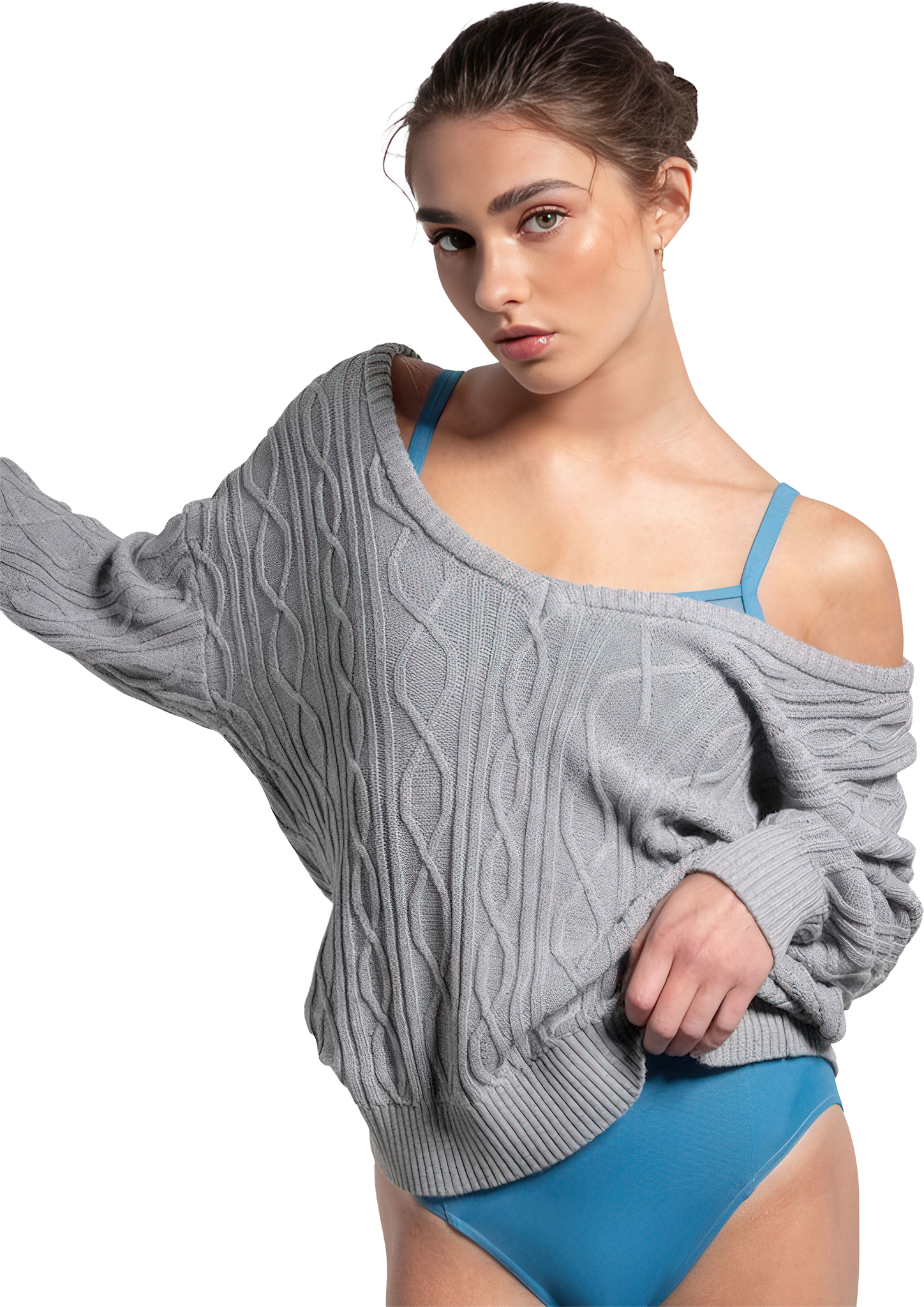 Bloch Granada Knit Pullover Z30014 Grey Marle Ballett Pullover Mit Zopfmuster Grau 111911 01