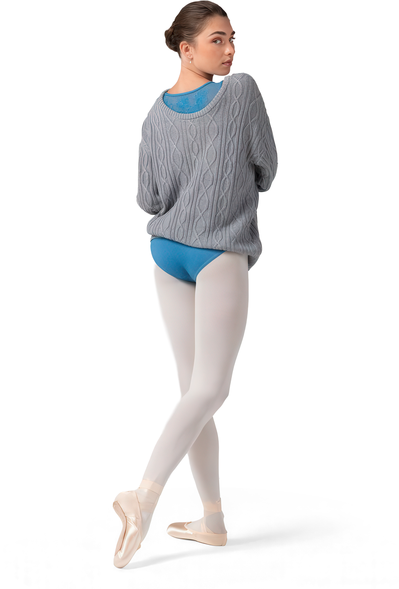 Bloch Granada Knit Pullover Z30014 Grey Marle Ballett Pullover Mit Zopfmuster Grau 111911 03