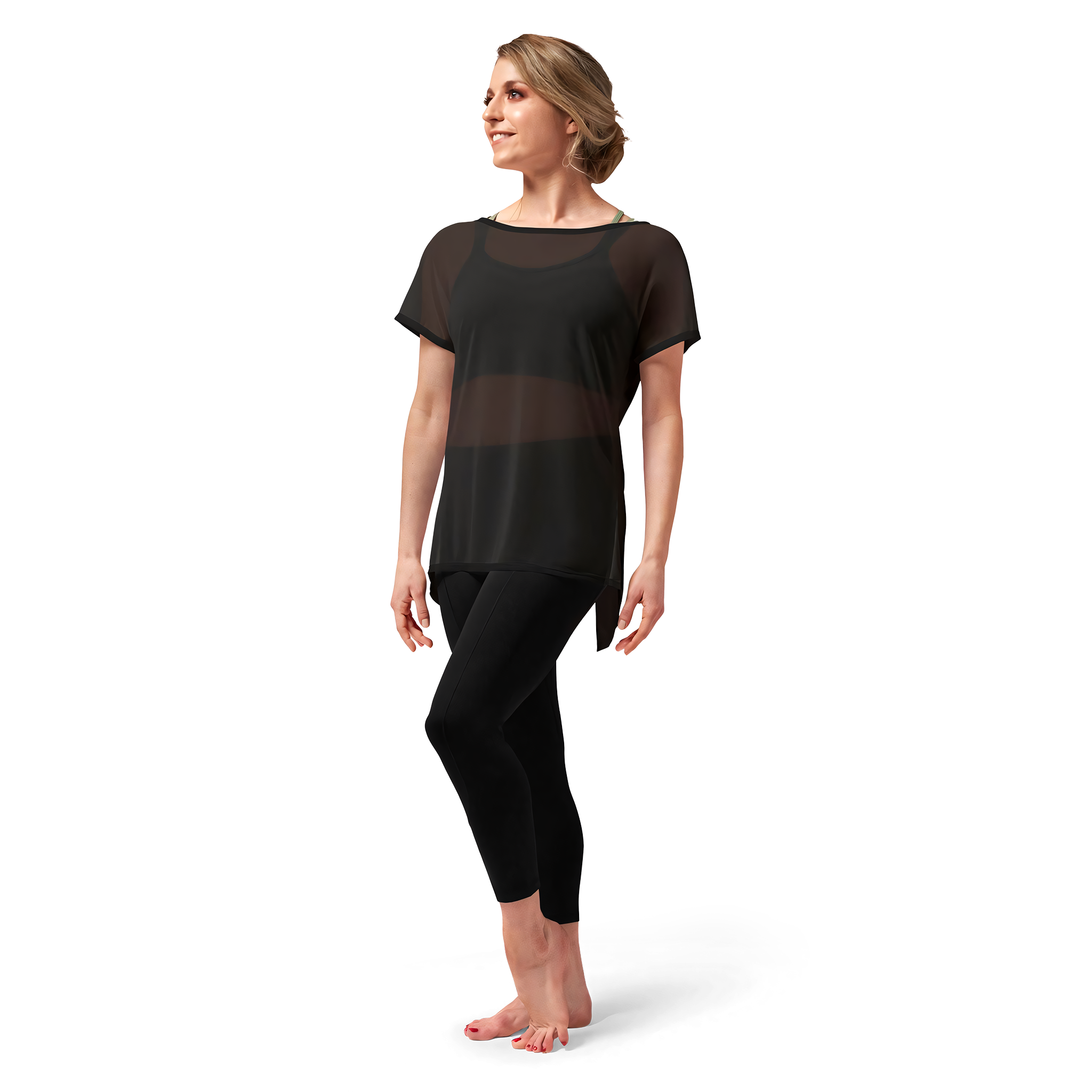 Bloch Haylee Z4182 Black Schwarzes Mesh T Shirt Tie Back 01