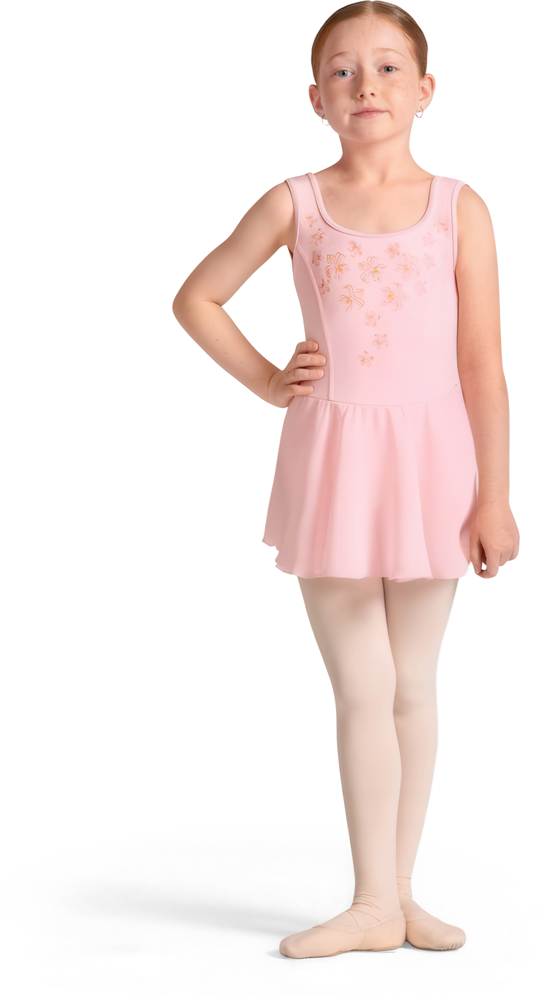 Bloch Helena Cl50010 Candy Pink Tank Ballett Trikot Fuer Maedchen Glaenzender Blumendruck 111192 01