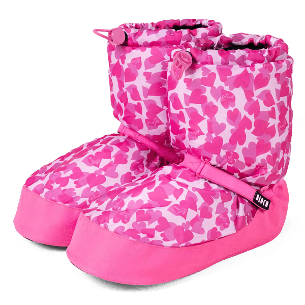Bloch Im009bp Pink Hearts Aufwaermschuh Fuers Ballett Rosa Herz Print 03