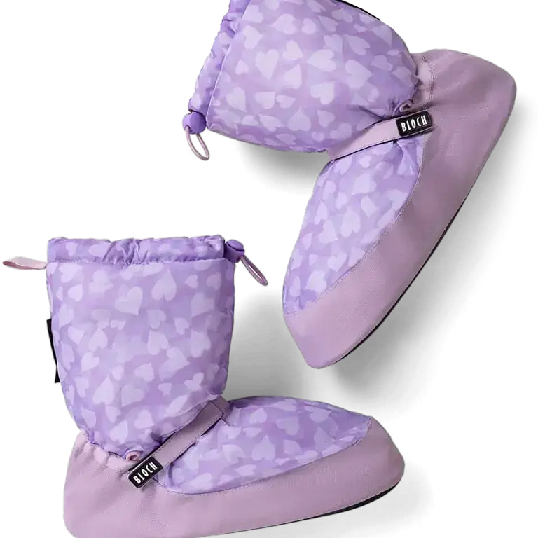 Bloch Im009kbp Lilac Hearts Ballett Waermestiefel Kindergroessen Lila Herz Print 02