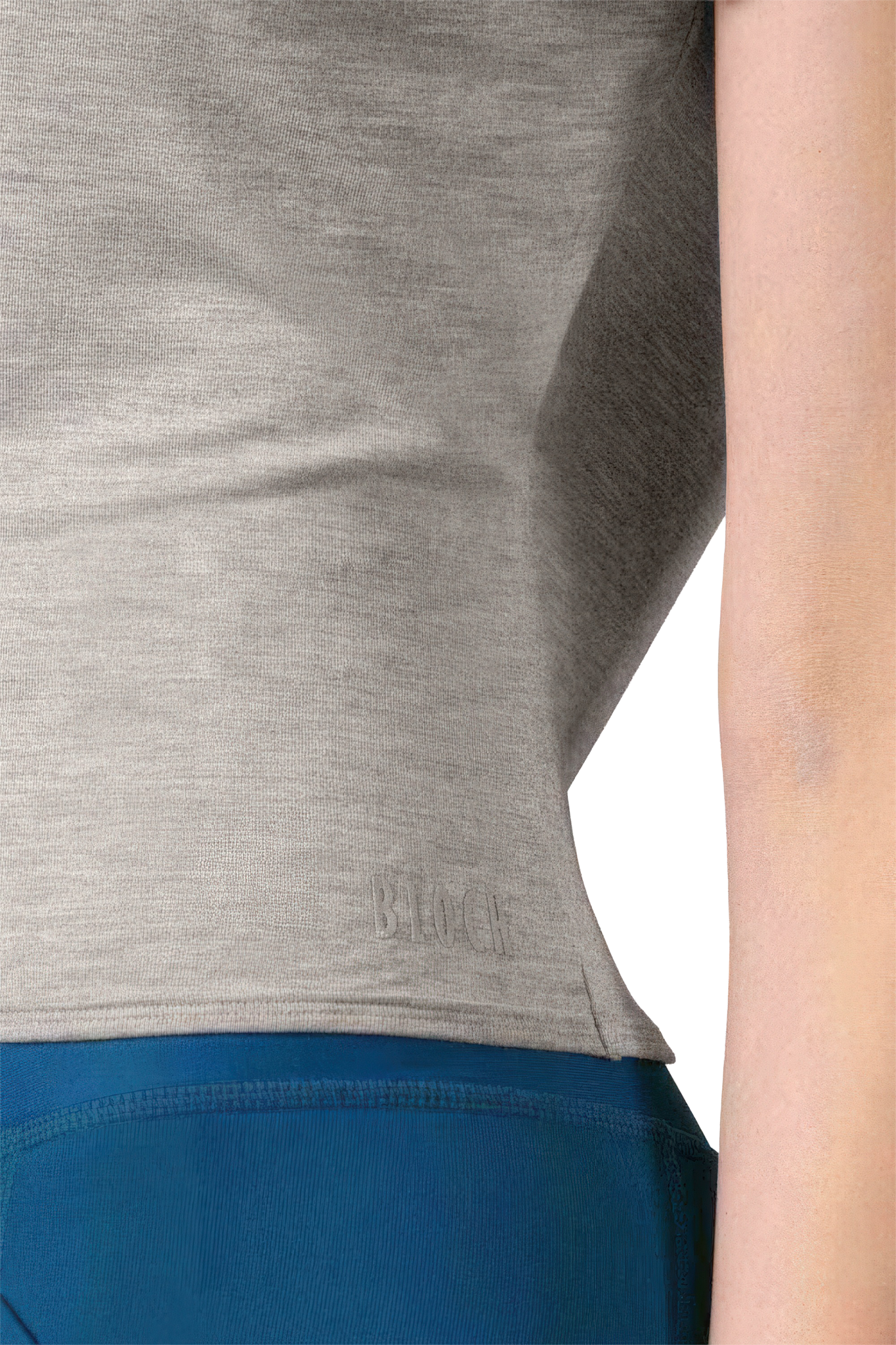 Bloch Kiera Ladies V Back Top Z3362 Grey Marle Kurzarm Ballett Top Grau 03