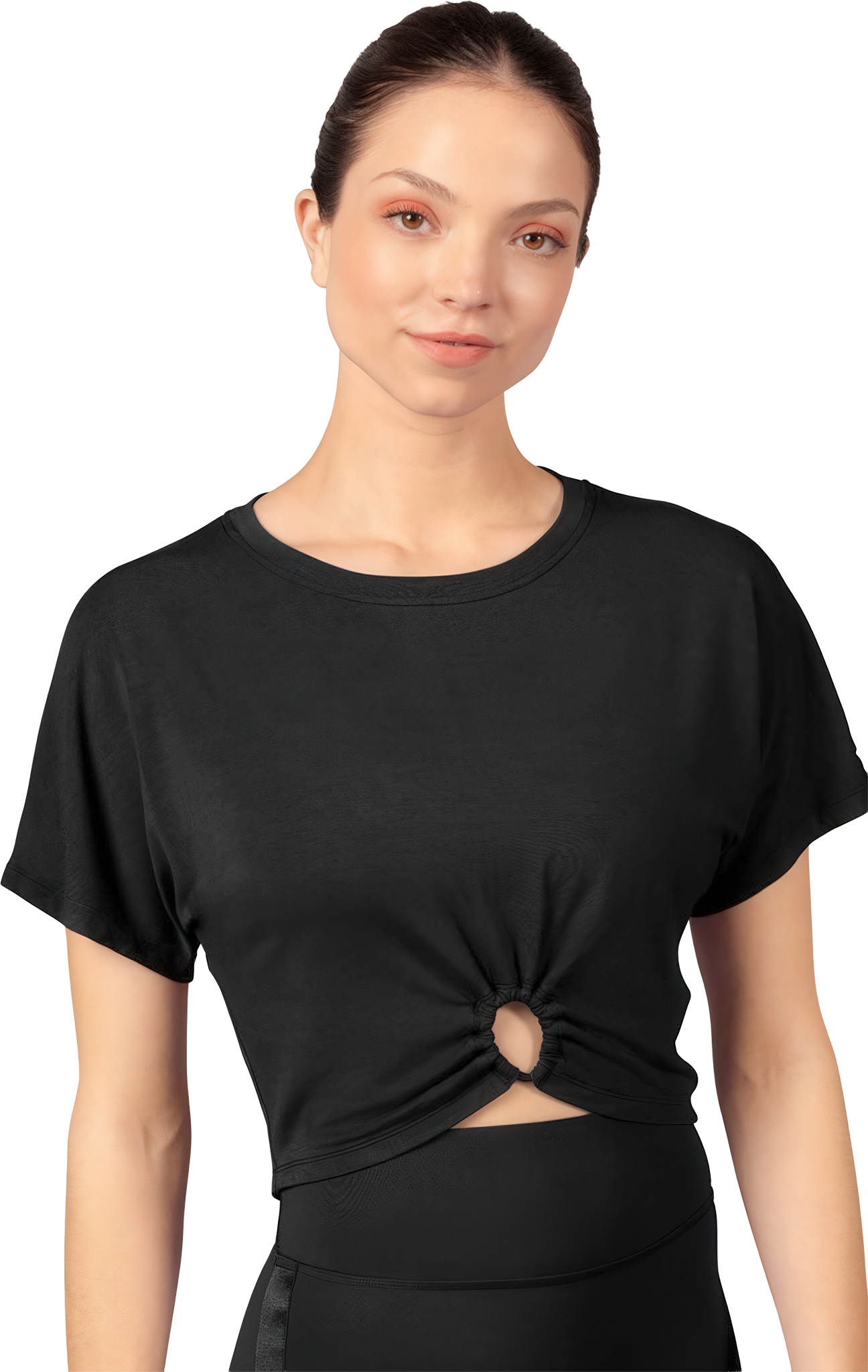 Bloch Ladies Majesty Crop Top M750l Black Vorn Gerafftes Damen Tanztop Schwarz 02