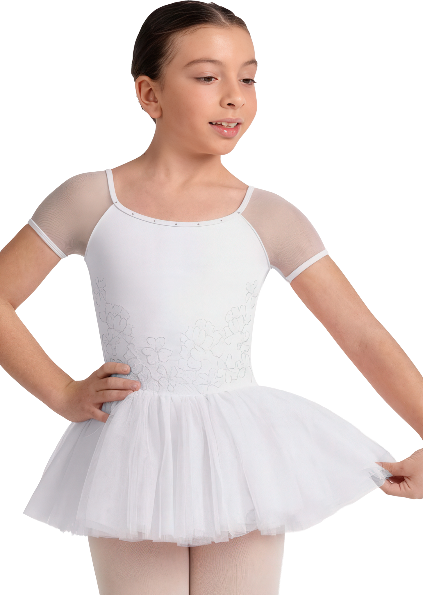Bloch Lucy Cl20002 White Weisses Besticktes Kinder Tutu Mit Mesh Aermeln 111836 03