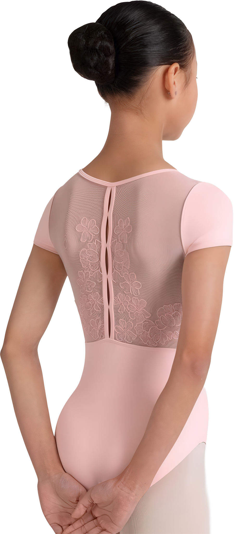 Bloch Mei Cl20003 Candy Pink Rosa Kinder Balletttrikot Mit Mesh Ruecken Und Blumenstickerei 110732 02