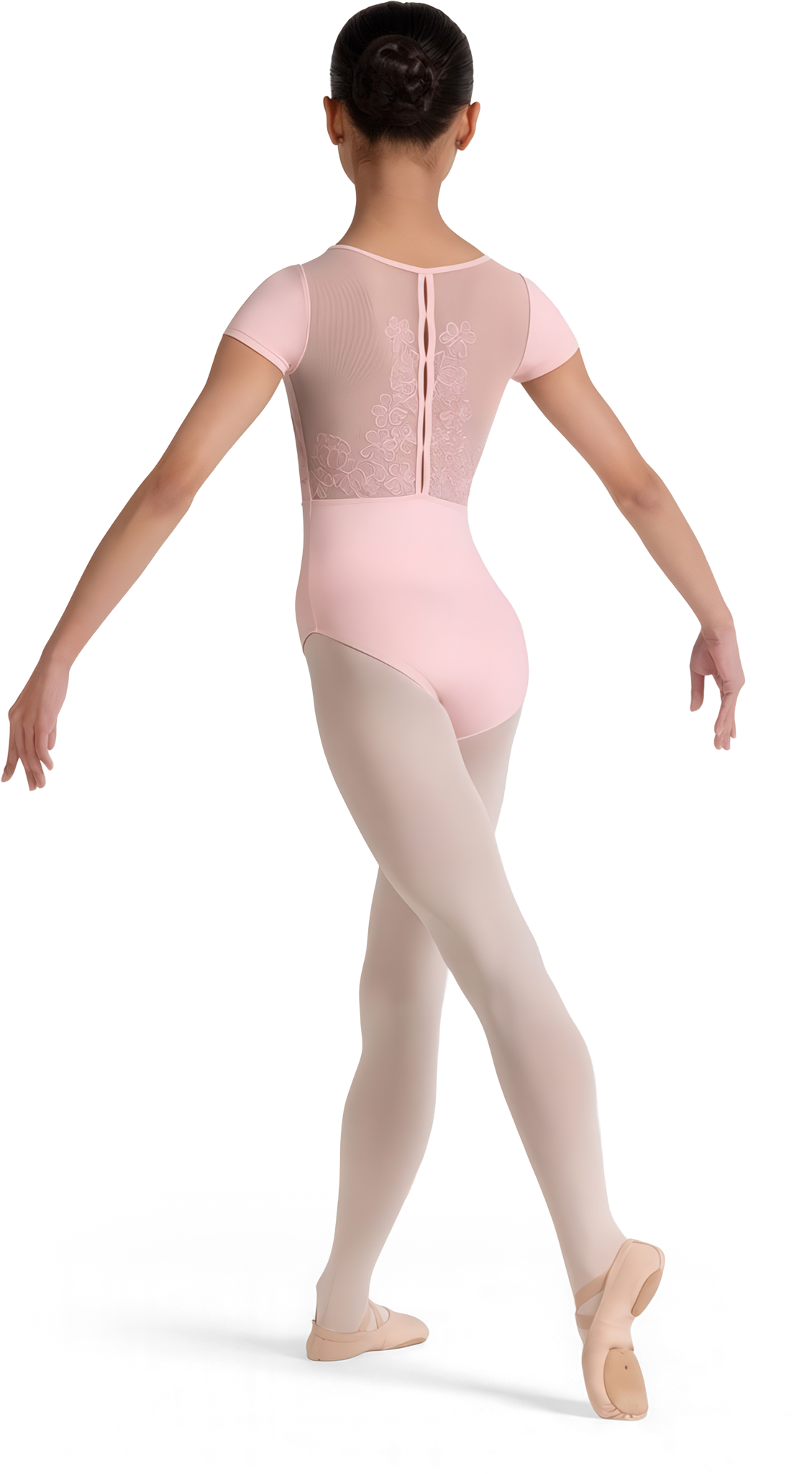 Bloch Mei Cl20003 Candy Pink Rosa Kinder Balletttrikot Mit Mesh Ruecken Und Blumenstickerei 110732 03