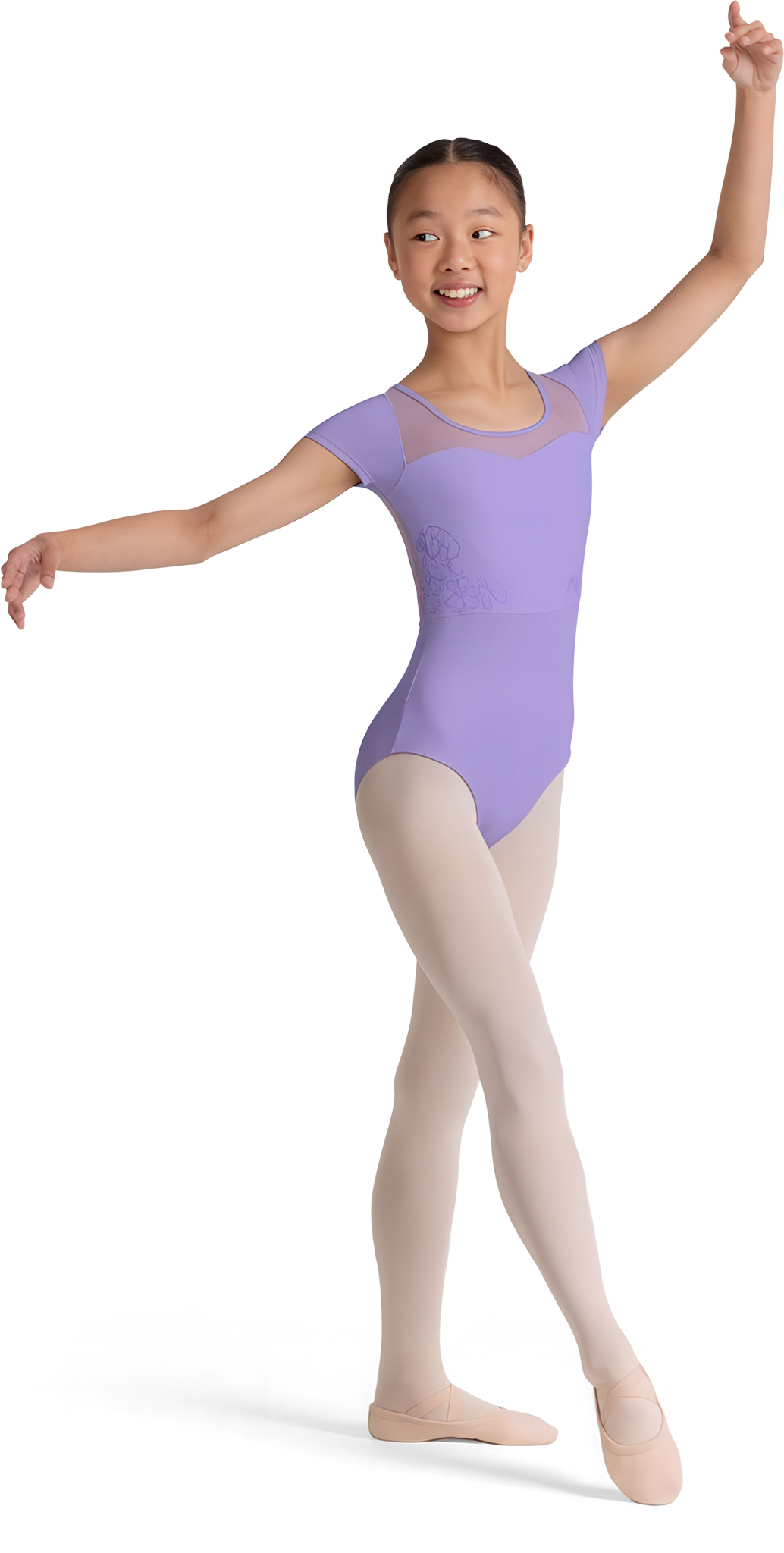 Bloch Mei Cl20003 Lilac Lila Kinder Balletttrikot Mit Mesh Ruecken Und Blumenstickerei 111840 02
