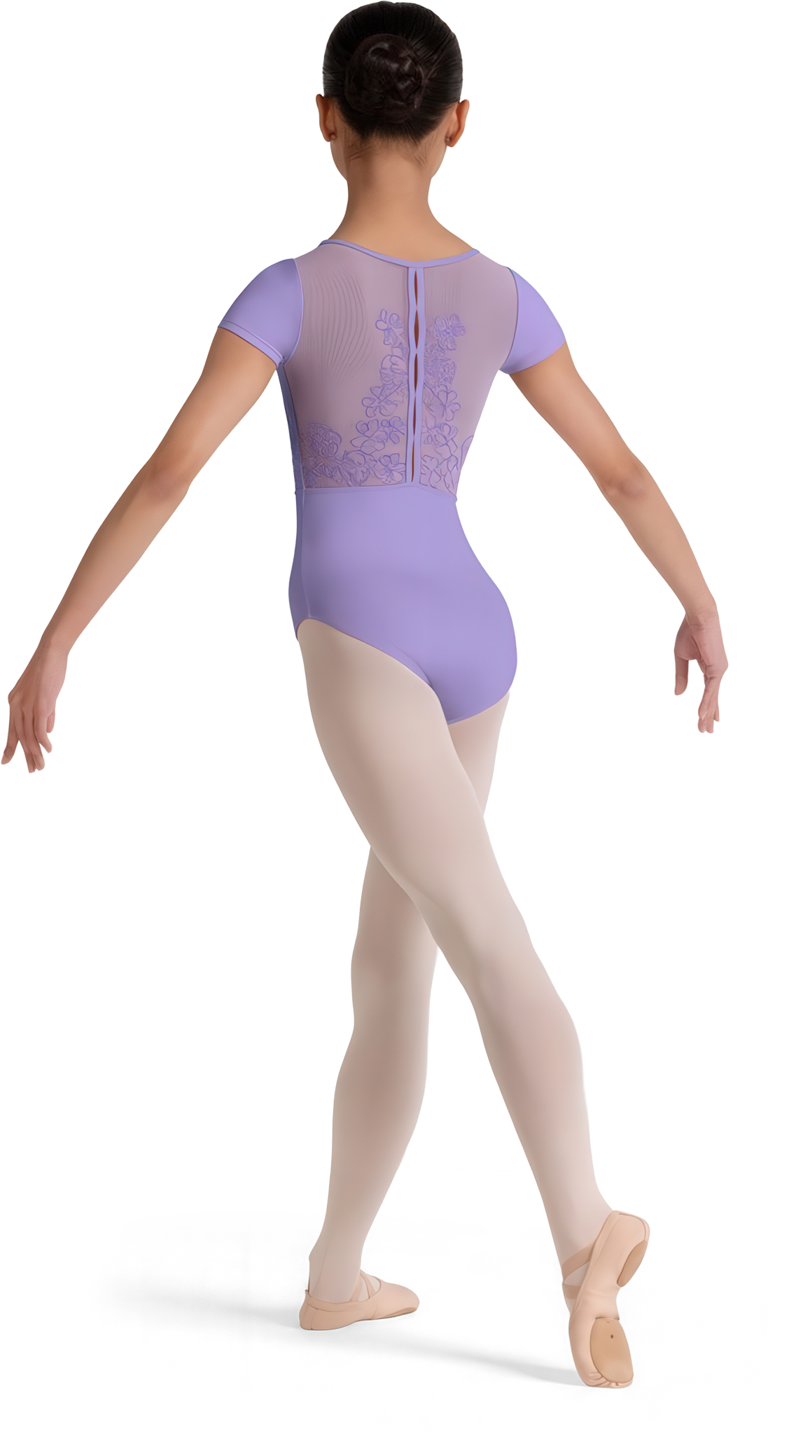 Bloch Mei Cl20003 Lilac Lila Kinder Balletttrikot Mit Mesh Ruecken Und Blumenstickerei 111840 03