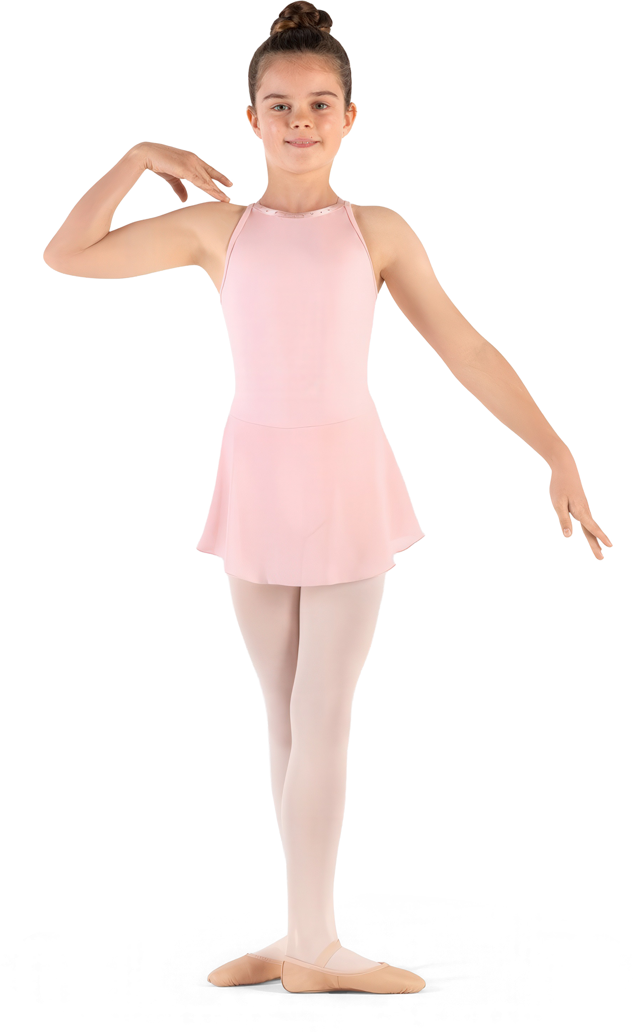 Bloch Melany Girls Camisole Skirted Leotard Cl9231 Candy Pink Maedchen Ballettkleid Mit Doppelten Kreuztraegern Rosa 01
