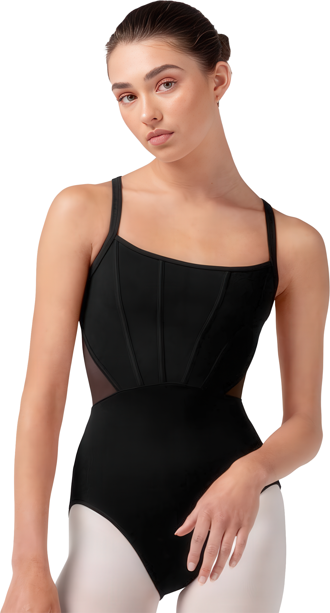 Bloch Mia Embroidered Corset Tank Leotard L70001b Black Schwarzes Ballett Trikot Mit Korsett Vorderteil Und Besticktem Mesh Ruecken 111866 01