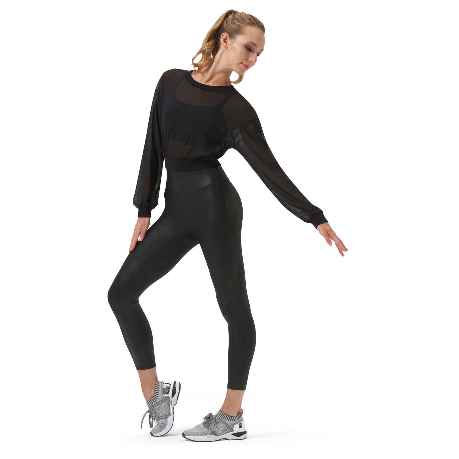Bloch Remi Z0549 Black Langarm Tanz Shirt Aus Mesh Schwarz 01