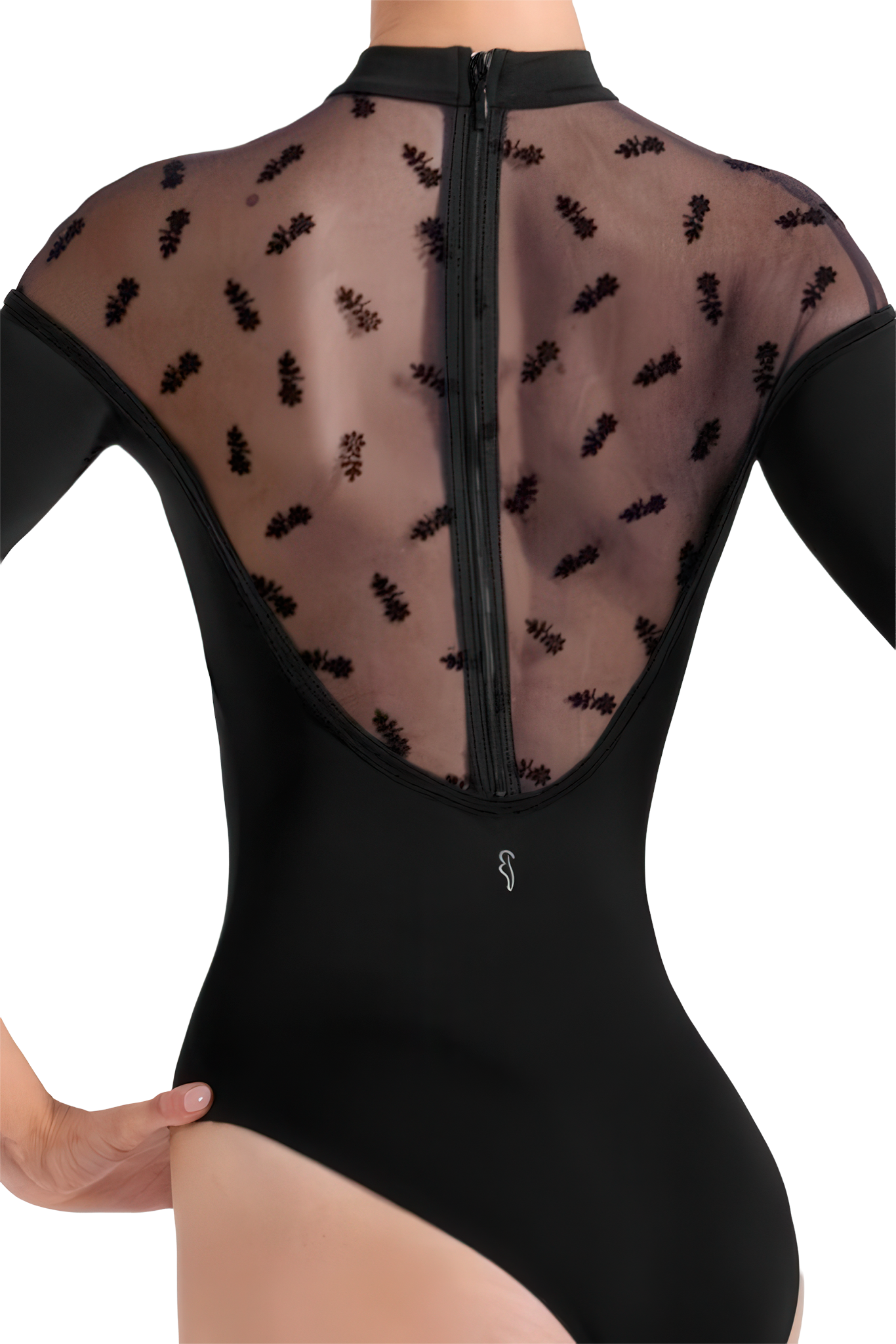 Bloch Sofia Floral 3 4 Sleeve Leotard L60004 Black Ballett Trikot Mit Stehkragen Und 3 4 Aermeln Schwarz 129265 04