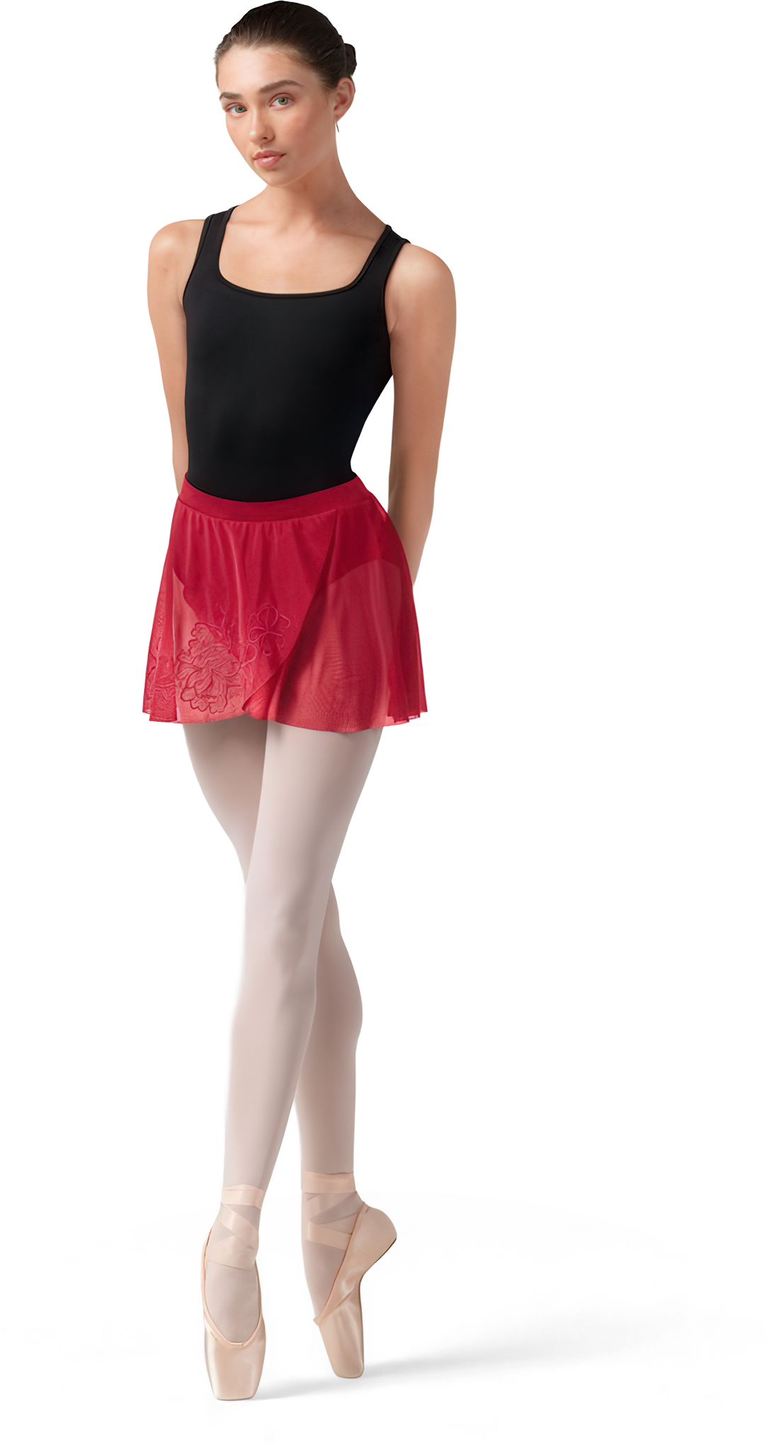 Bloch Zoe R10001 Cherry Blumenbestickter Ballett Wickelrock Rot 111887 01