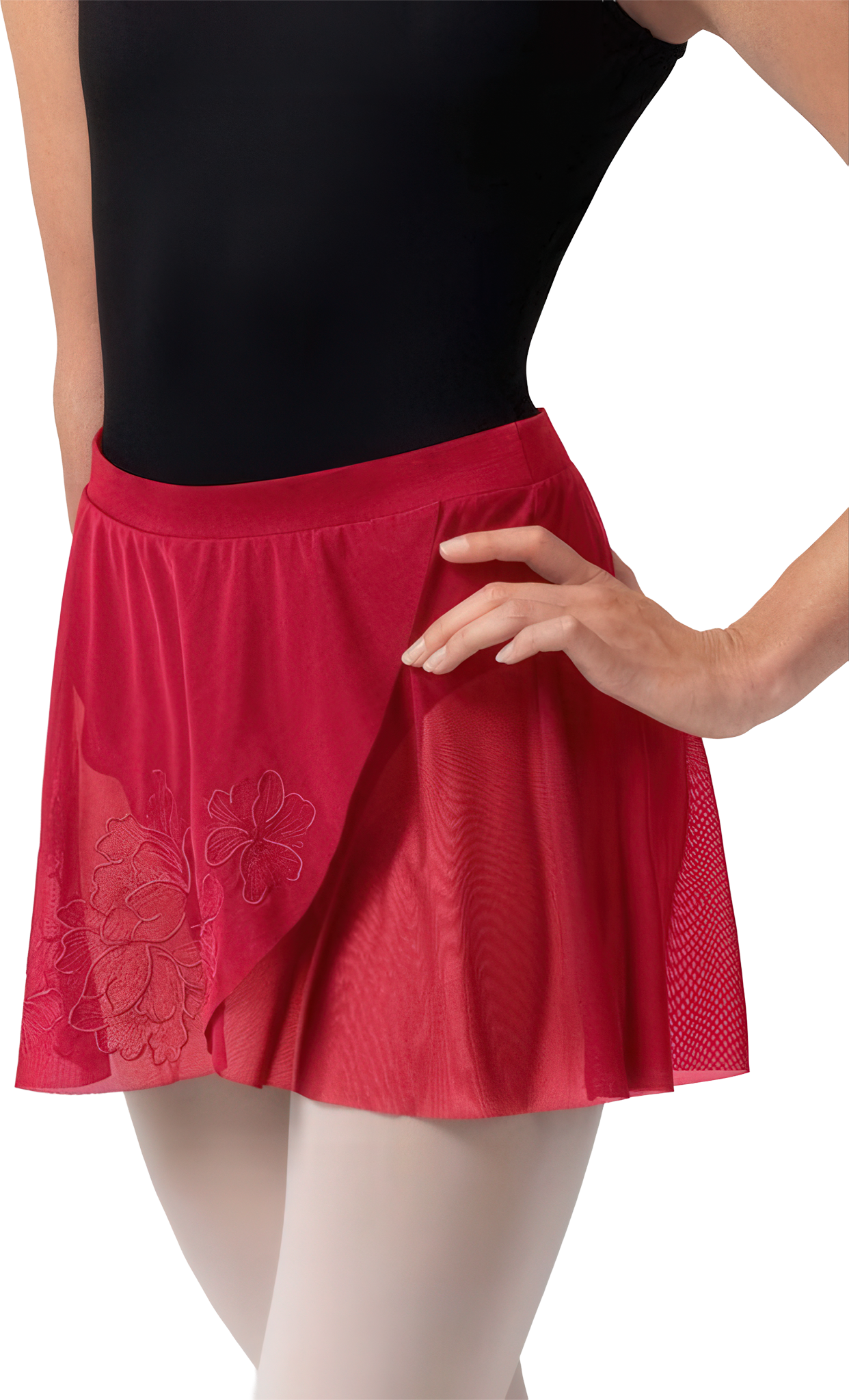 Bloch Zoe R10001 Cherry Blumenbestickter Ballett Wickelrock Rot 111887 02