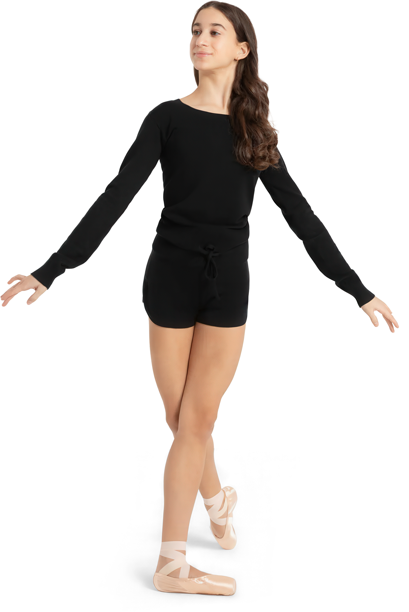 Capezio Everyday Pullover Sweater Ck10990w Black Warm Up Pullover Mit Extra Langen Aermeln 83984 01