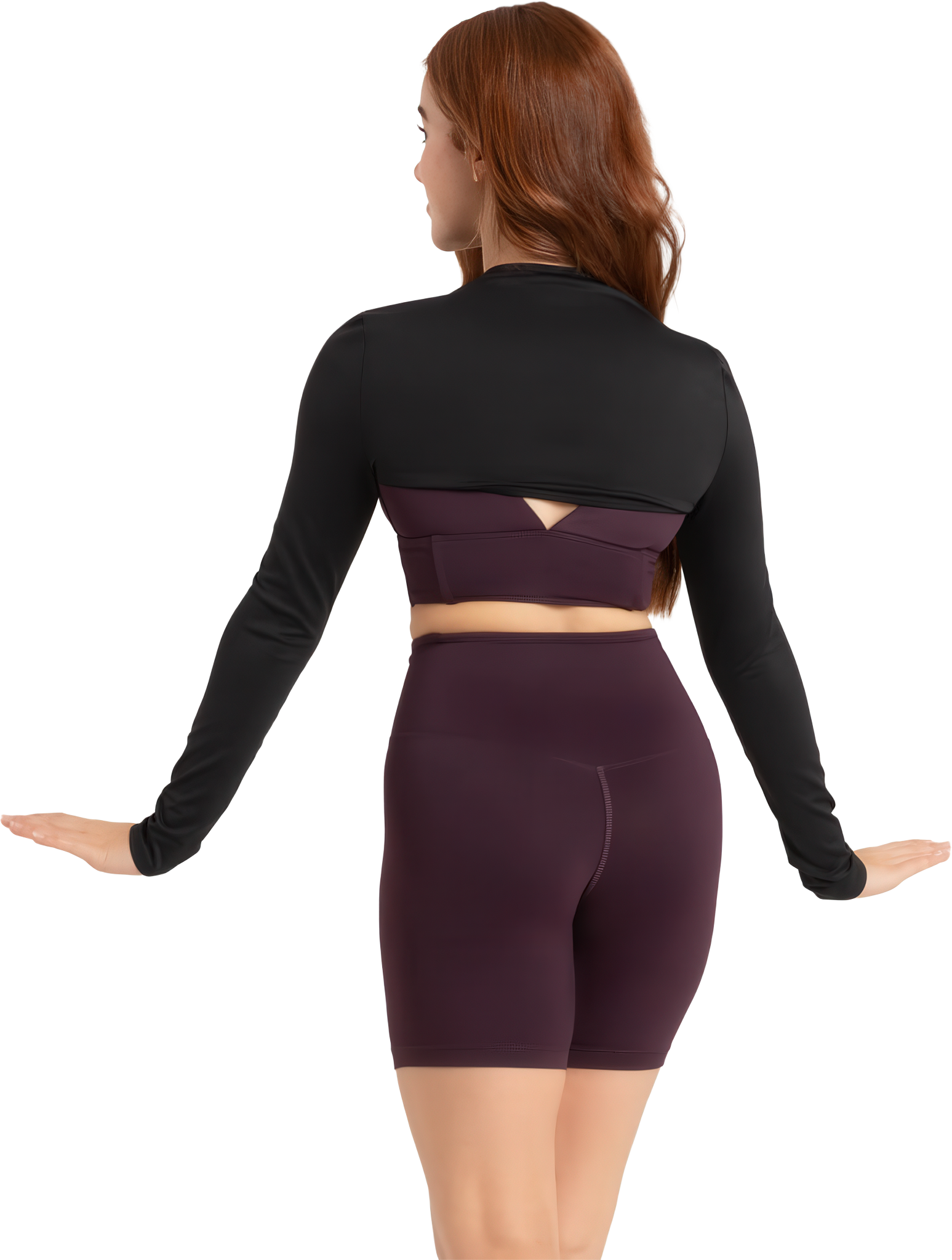 Capezio Performance Crop Top C 12114w Fw24 Black Schwarzer Tanz Schulterwaermer Extra Lange Aermel 83956 02
