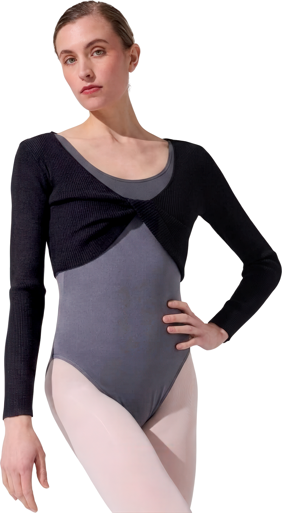 Capezio Shrug With Faux Knot Ck10975w Black Gestrickter Schulterwaermer Schwarz 68118 02