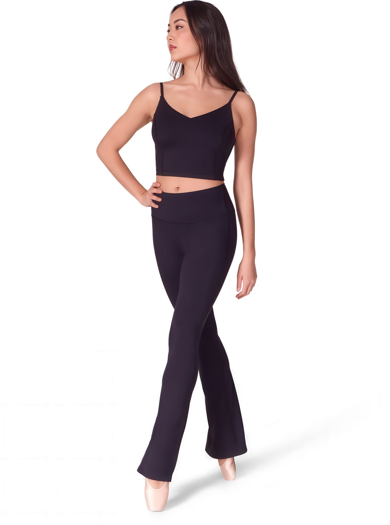 Capezio Soft Elegance Flare Leggings El112w Black Schwarze Jazzhose Mit Breiten Bund 109907 01