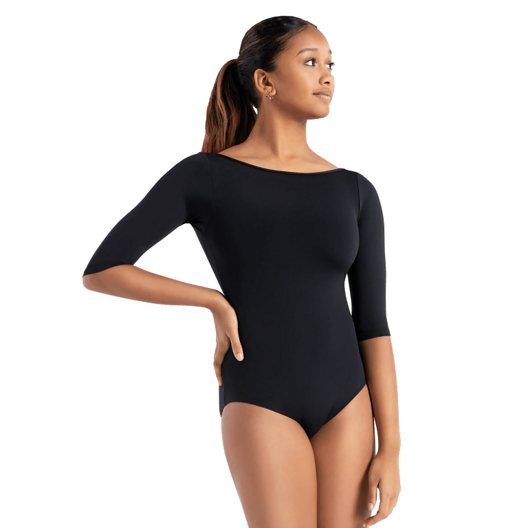 Capezio Tb243w Black Boatneck Tanztrikot Mit 3 4 Arm Schwarz 01