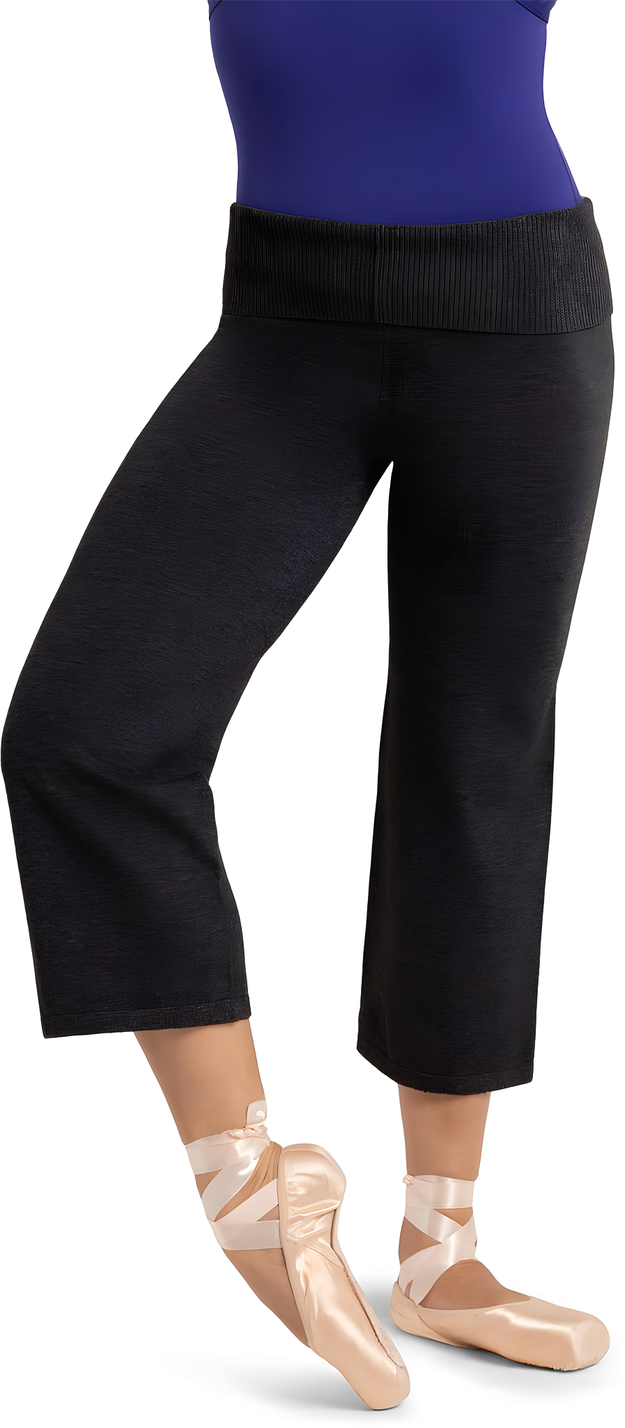 Capezio Wellness Crop Wide Leg Pant Ck10993w Black Schwarze Damen Tanzhose Mit Ripp Bund 02