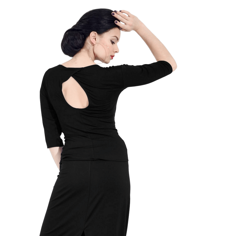 Dance Everywear Grace Sm6023 Black Schwarzes Tanz Top Mit Schluesselloch Ausschnitt 06