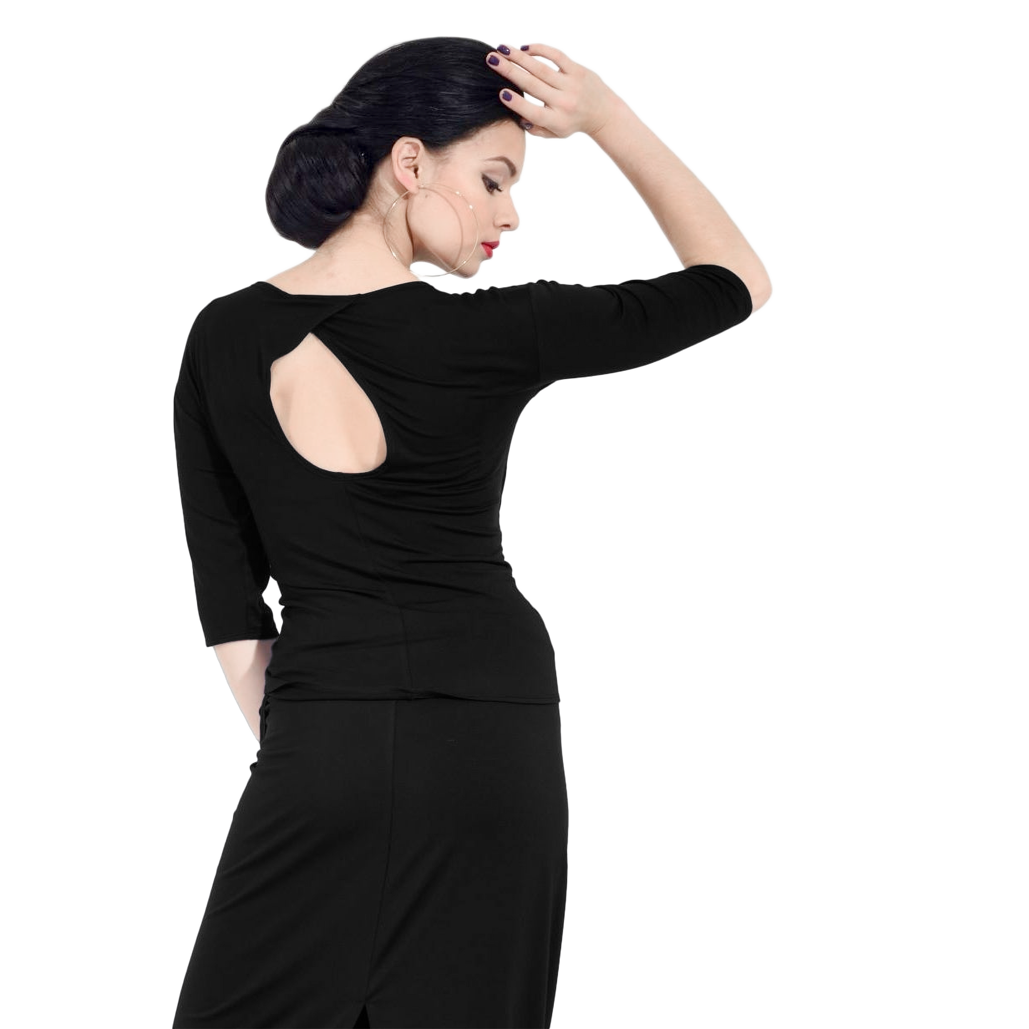 Dance Everywear Grace Sm6023 Black Schwarzes Tanz Top Mit Schluesselloch Ausschnitt 06