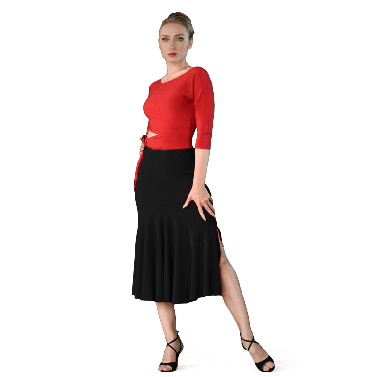 Dance Everywear Jacky Sm7018 Black Tanzrock Mit Falten Und Schlitz Schwarz 01