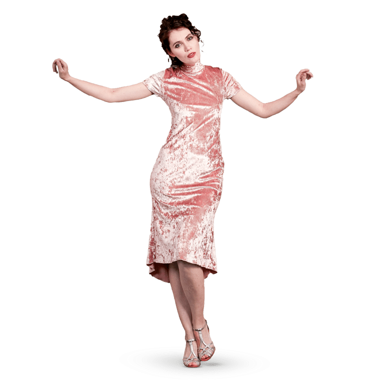 Dance Everywear Sofia Sm8024 037 Pink Marble Hochgeschlossenes Samt Tanzkleid Altrosa 01