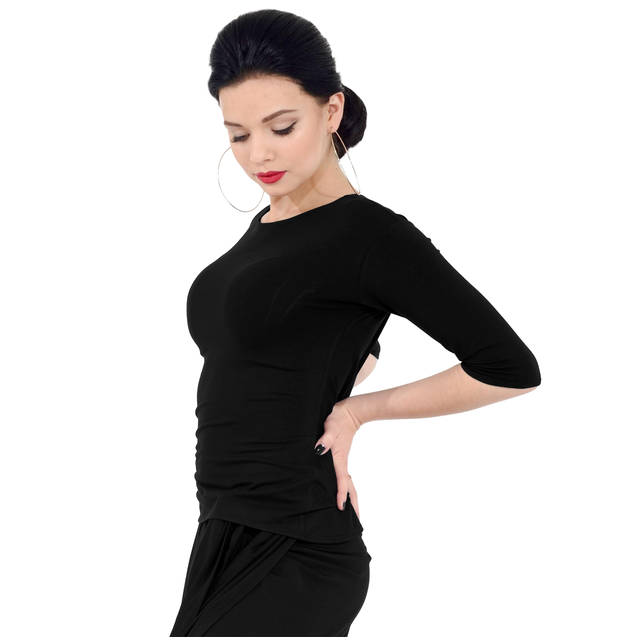 Dance Everywear Sweet Sm6022 Black Bambus Tanztop In Wickeloptik Schwarz 01