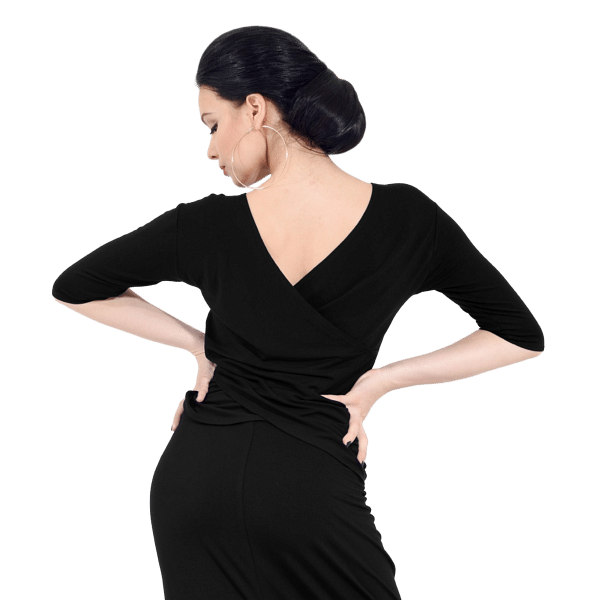 Dance Everywear Sweet Sm6022 Black Bambus Tanztop In Wickeloptik Schwarz 03