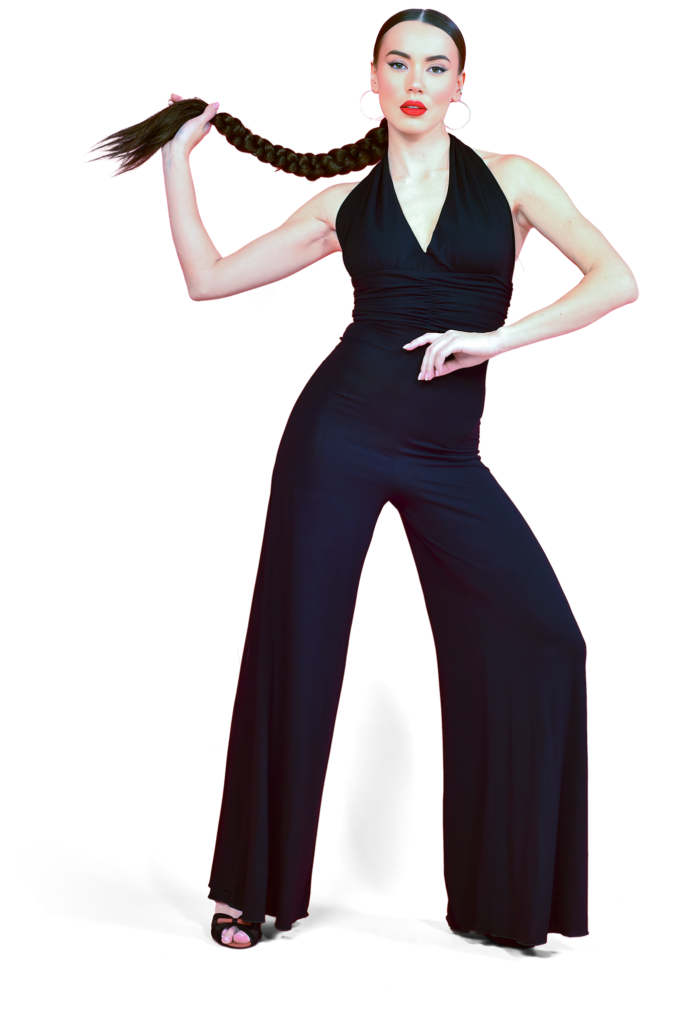 Danceeverywear Malena Sm5555 Black Schwarzer Hosenanzug Mit Weitem Bein 106431 01