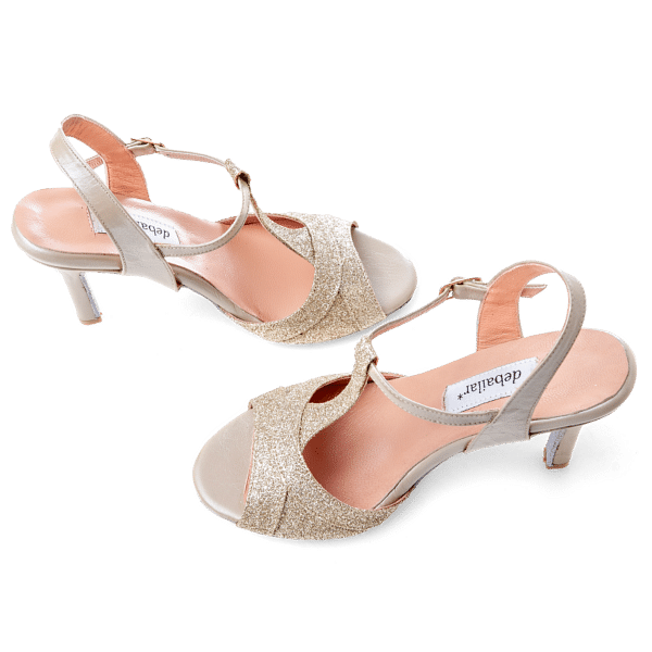 Debailar Paula Dora Open Back T Riemchen Tanzschuh Gold Glitter 03