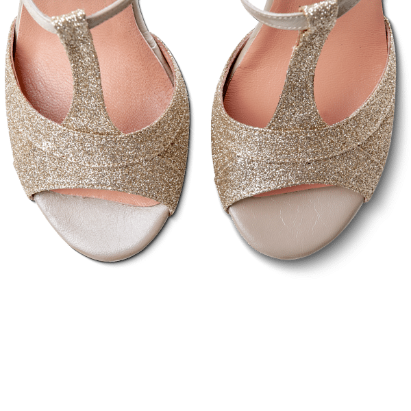 Debailar Paula Dora Open Back T Riemchen Tanzschuh Gold Glitter 05