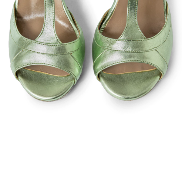 Debailar Paula Menta Open Back Mintgruener Tanzschuh Metallic Leder 04