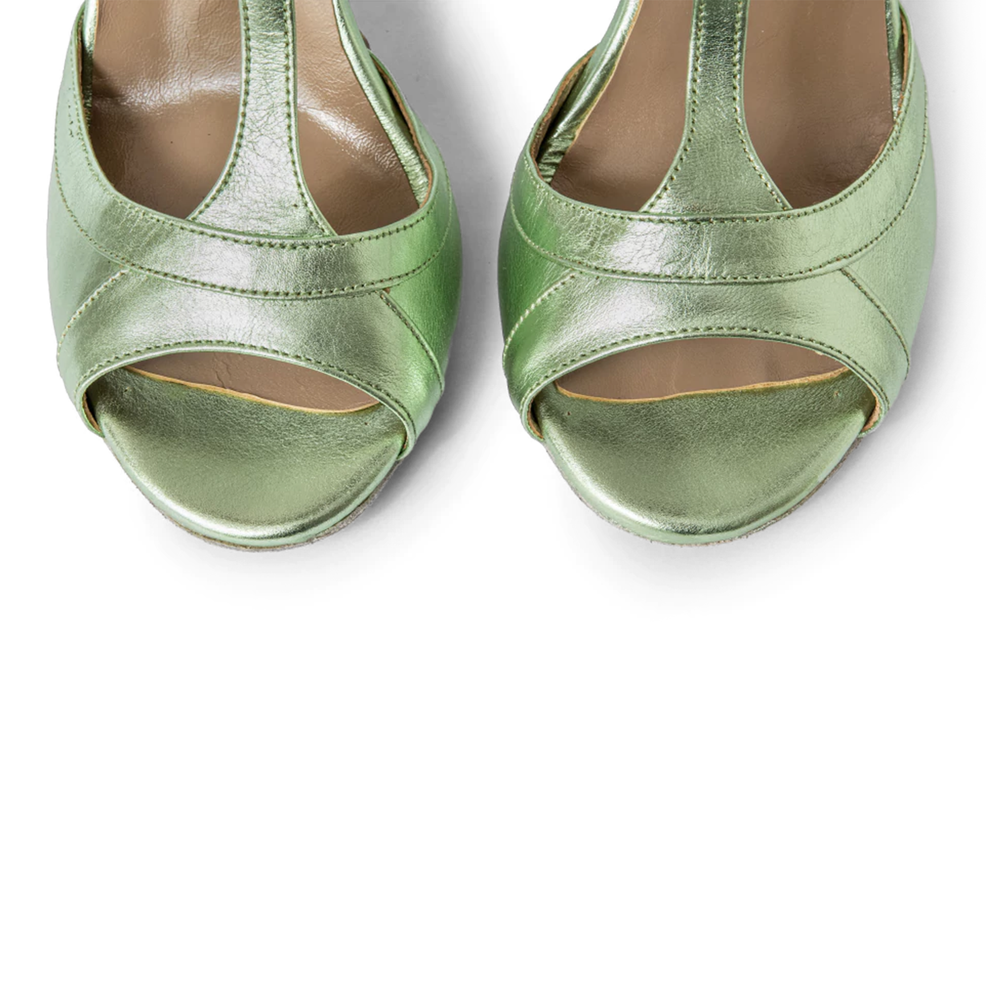 Debailar Paula Menta Open Back Mintgruener Tanzschuh Metallic Leder 04