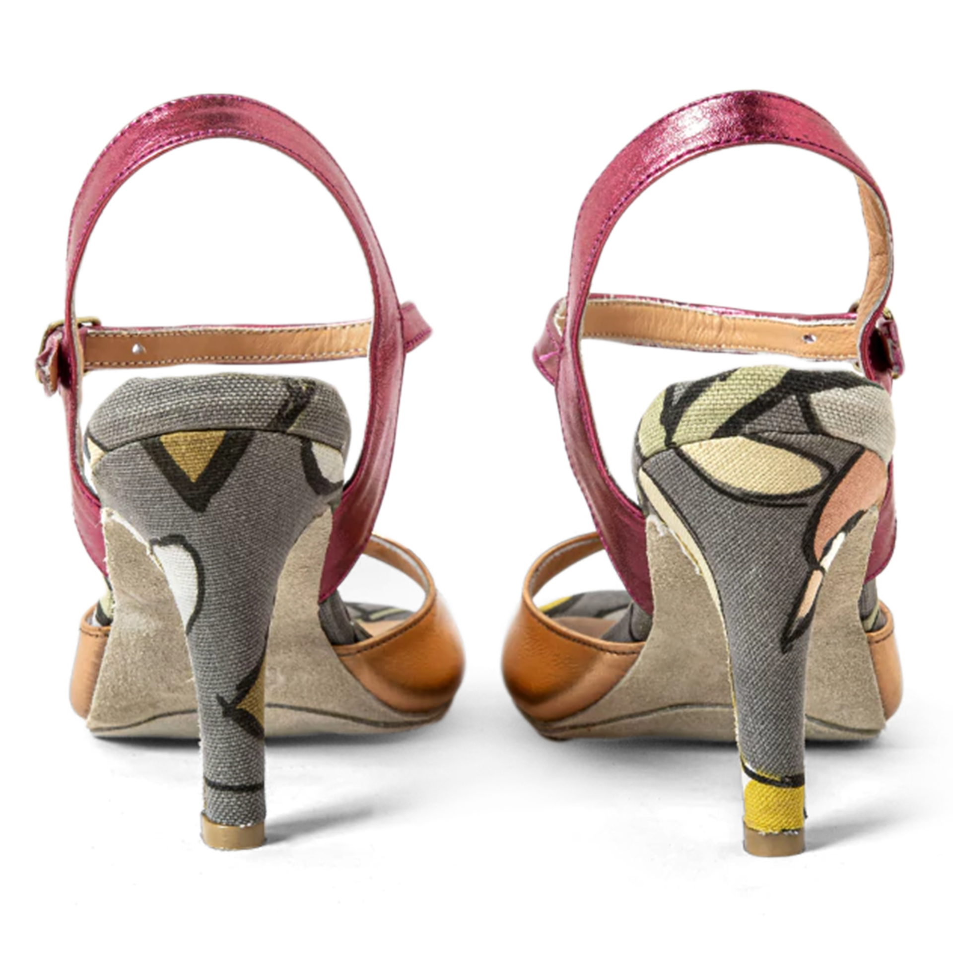 Debailar Sandalia Ave Open Back Tanzsandale Metallic Leder Textil 03