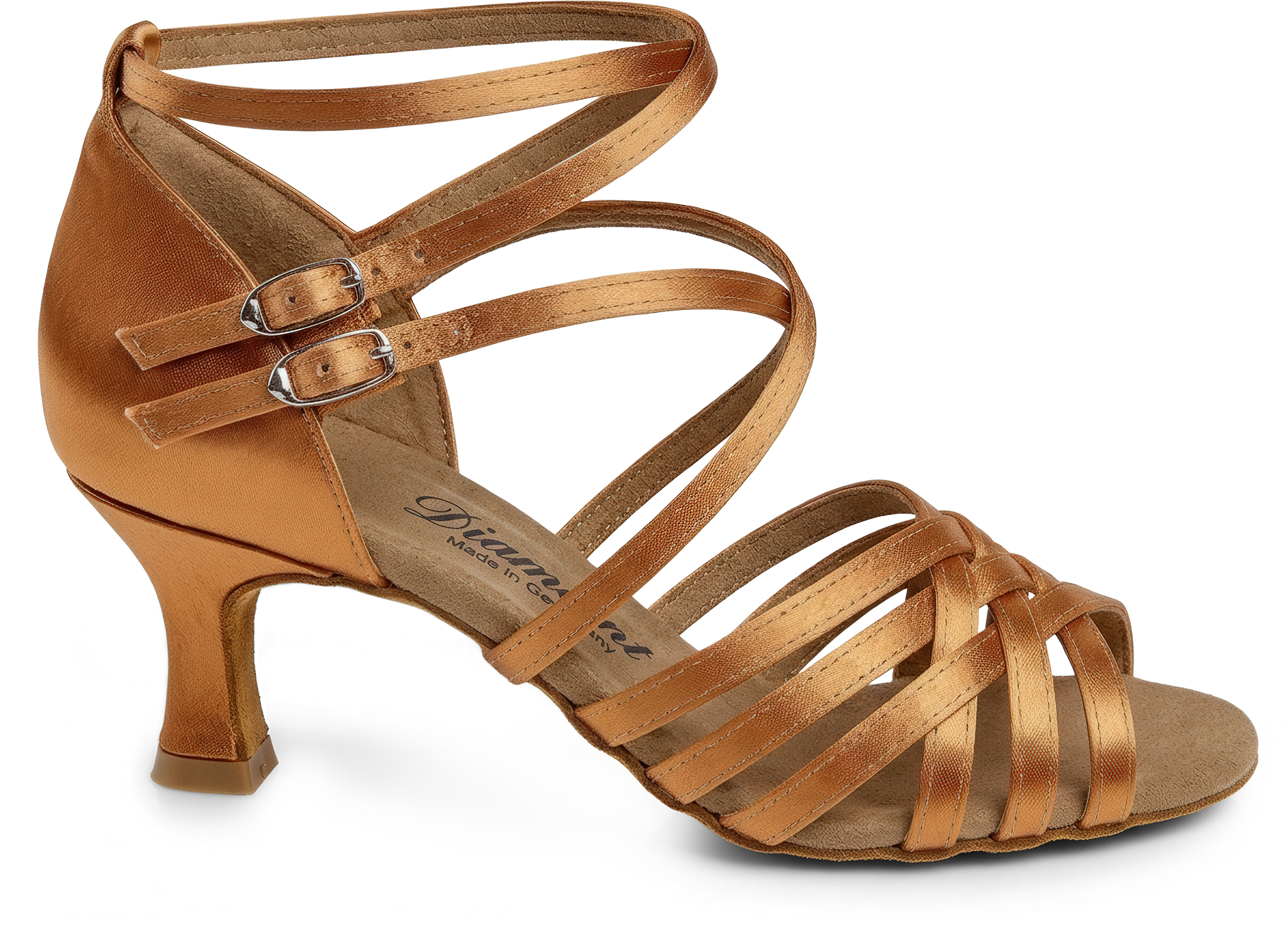 Diamant 108 077 379 Dark Tan Satin Satin Tanzschuh Mit Riemchen Bronze 9042 01