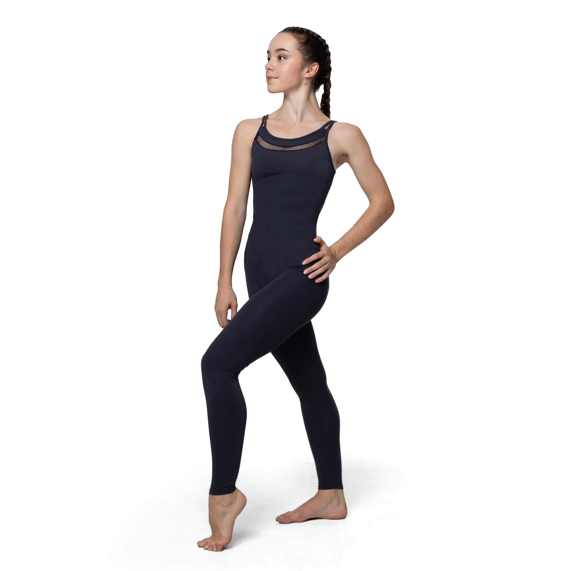 Intermezzo 4689 Black Tank Unitard Mit Mesh Einsätzen 01
