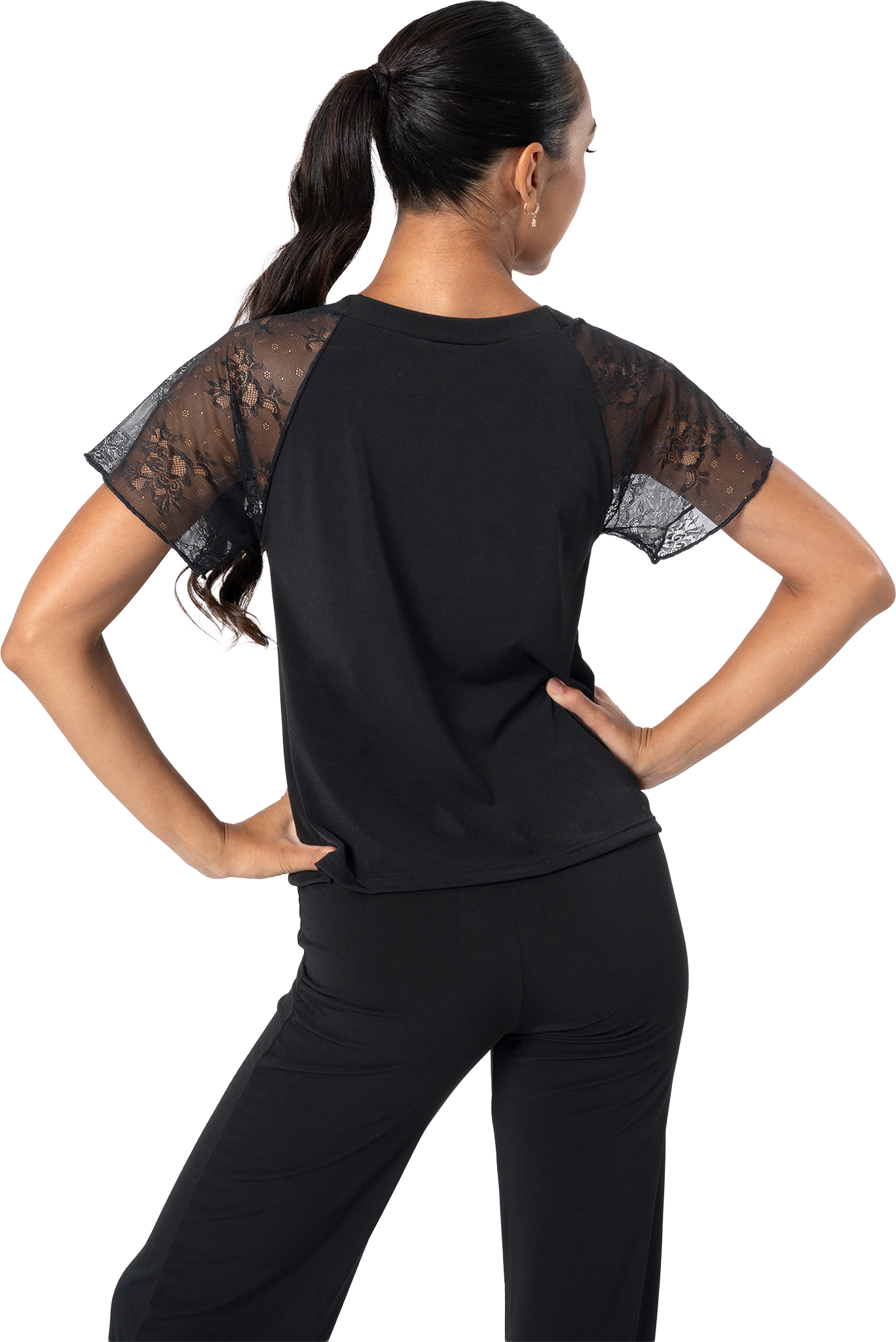 Intermezzo Hadid 6670 Black Schwarzes Tanz Shirt Kurze Spitzenaermel 122148 03