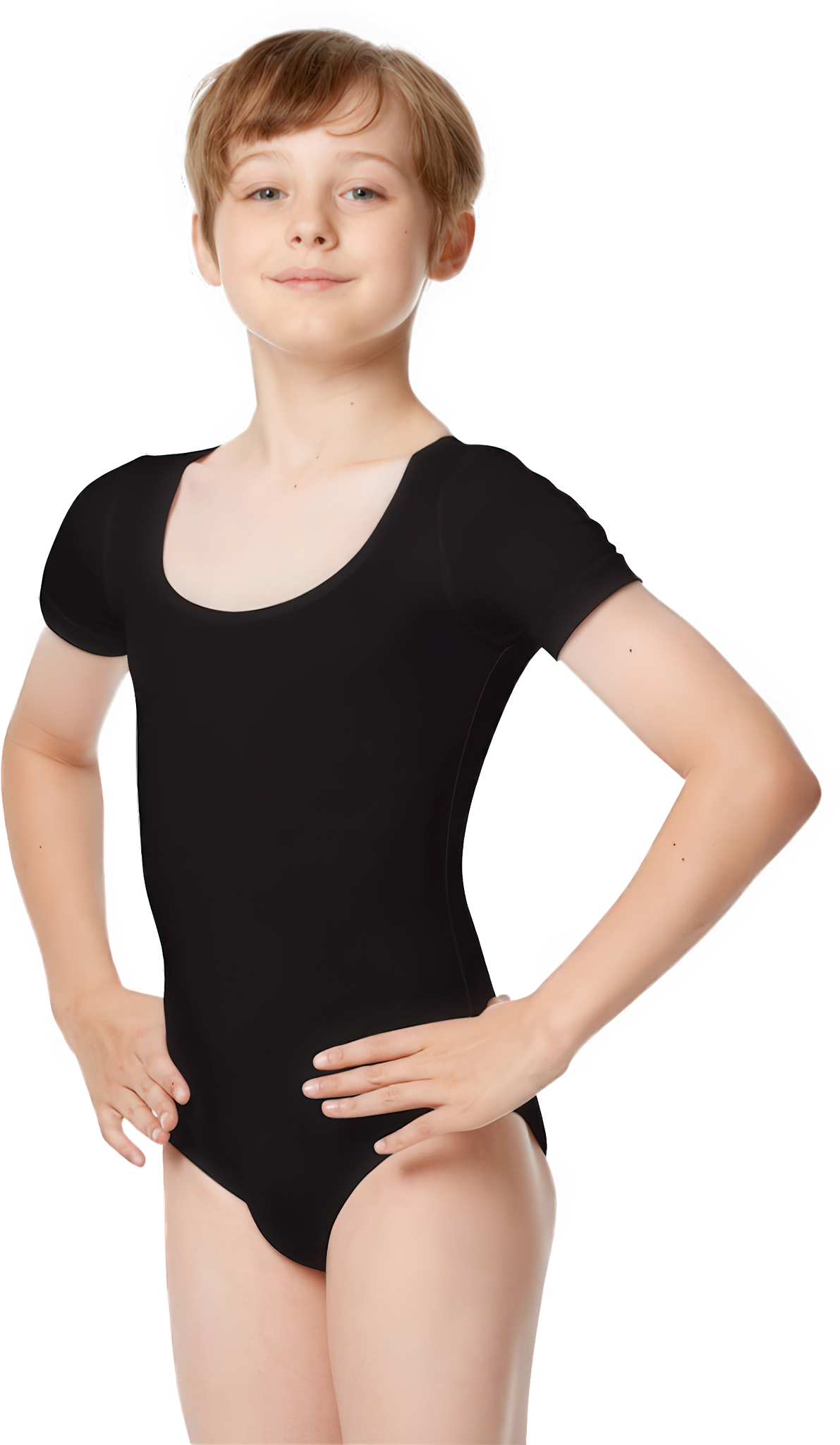 Lulli Ron Cal172b Black Schwarzer Ballettanzug Fuer Jungen Kurzarm 32624 01