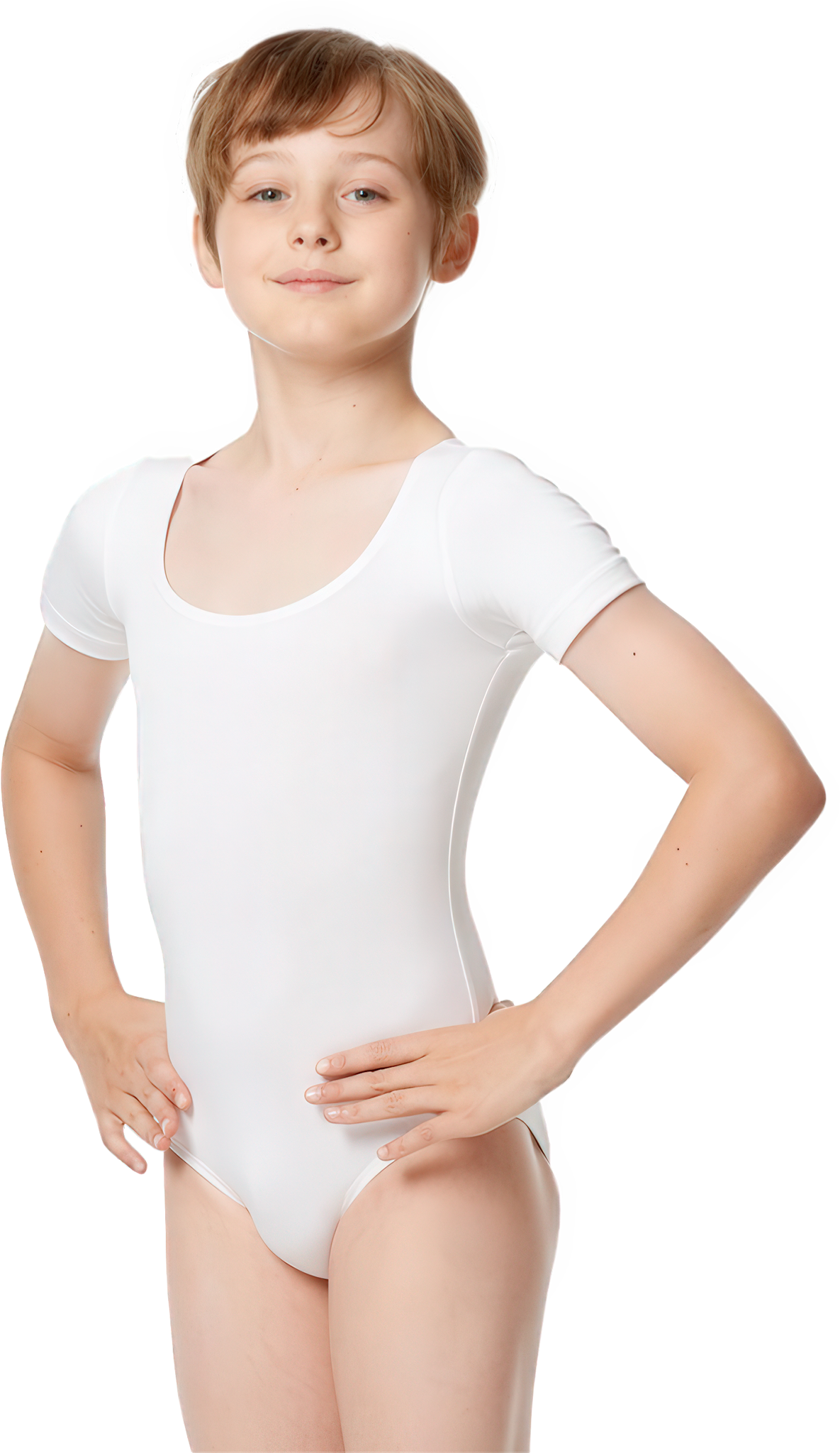 Lulli Ron Cal172b White Weisses Ballett Trikot Fuer Jungen Kurzarm 10185 01