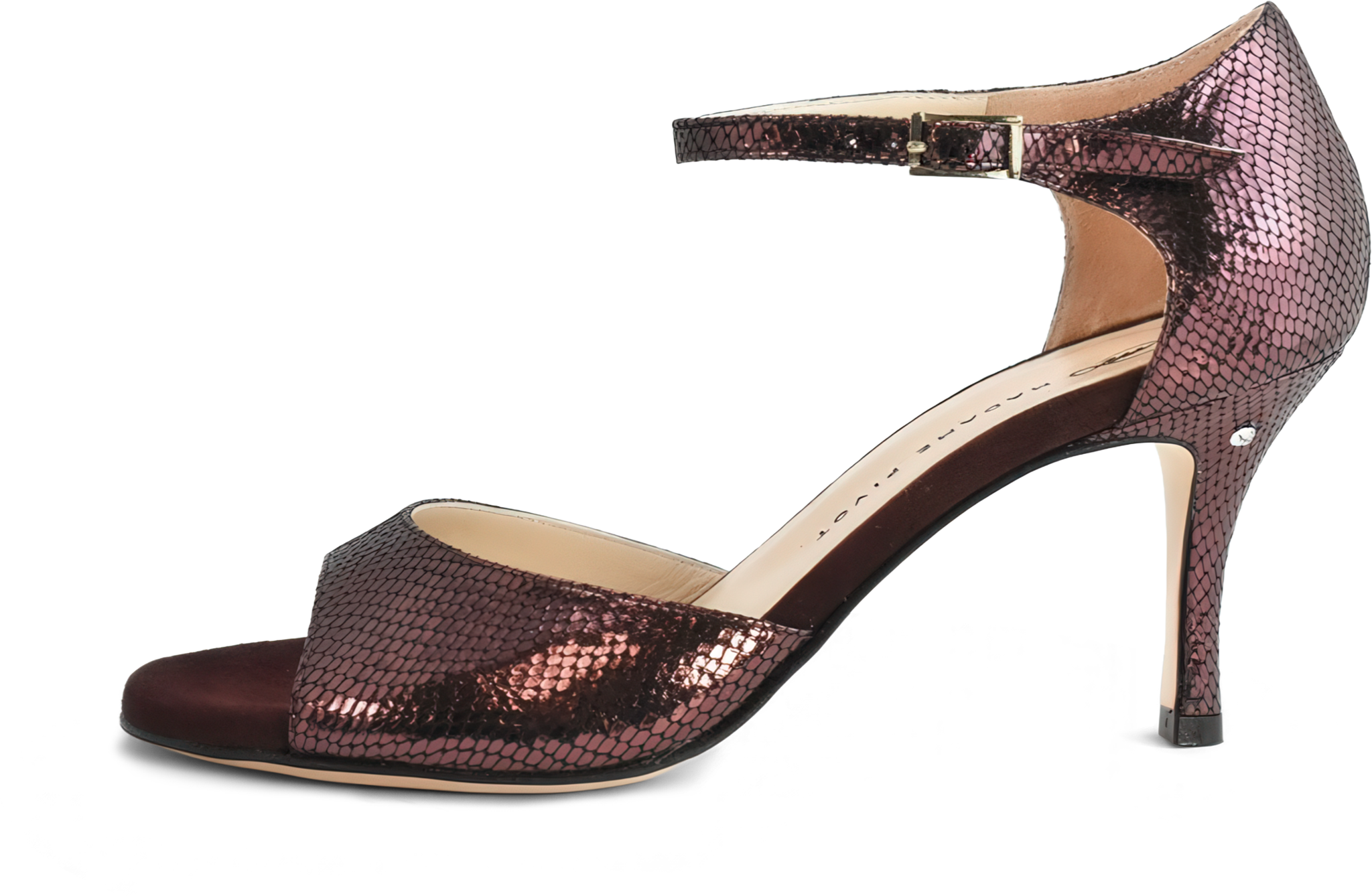 Madame Pivot Gemma Morena Laminated Suede Tanzsandale In Schlangenleder Optik Weinrot 97732 02